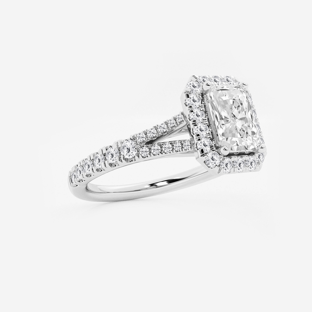 Additional Image 1 for  1 1/2 ctw Radiant Lab Grown Diamond Split Shank Halo Engagement Ring