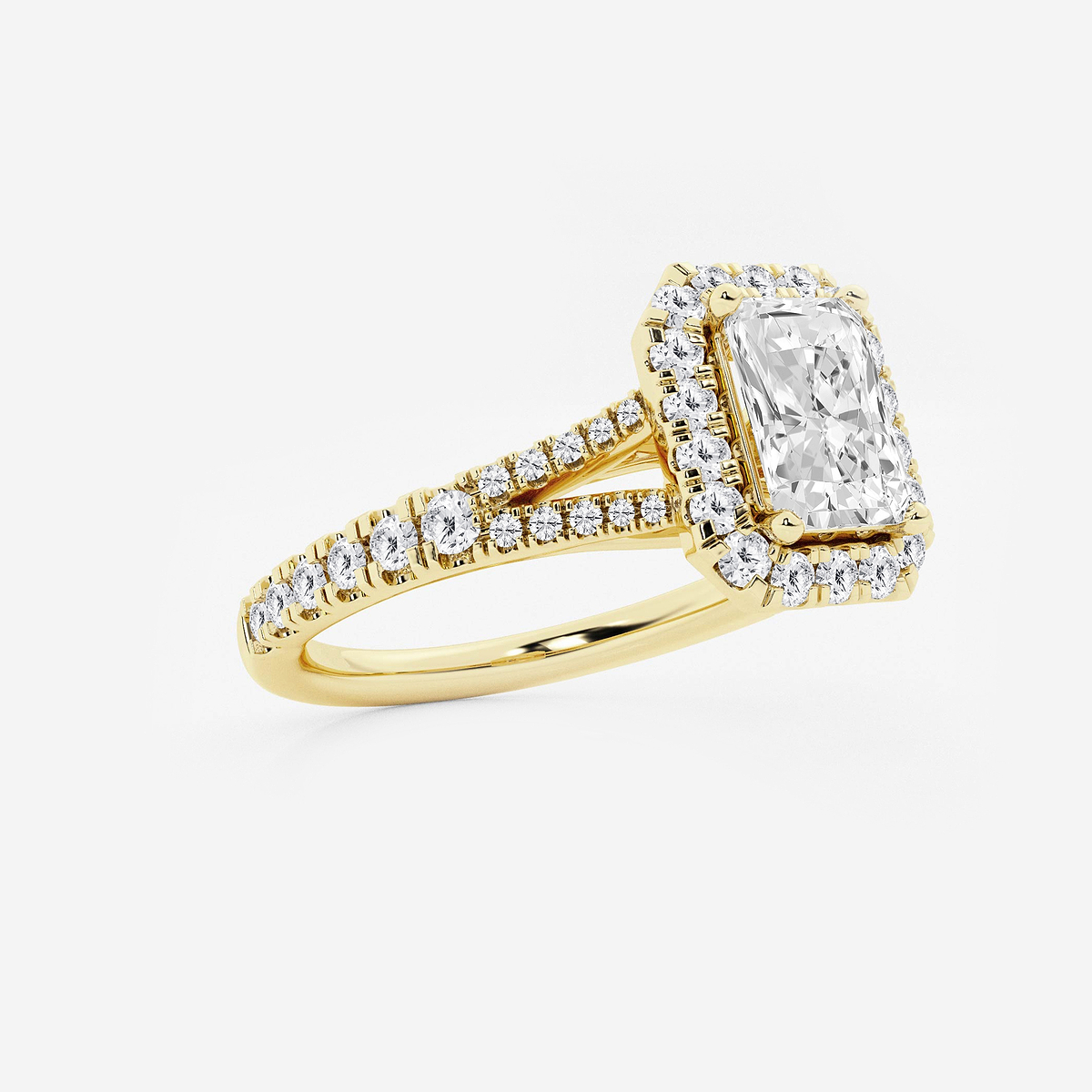 Additional Image 1 for  1 1/2 ctw Radiant Lab Grown Diamond Split Shank Halo Engagement Ring