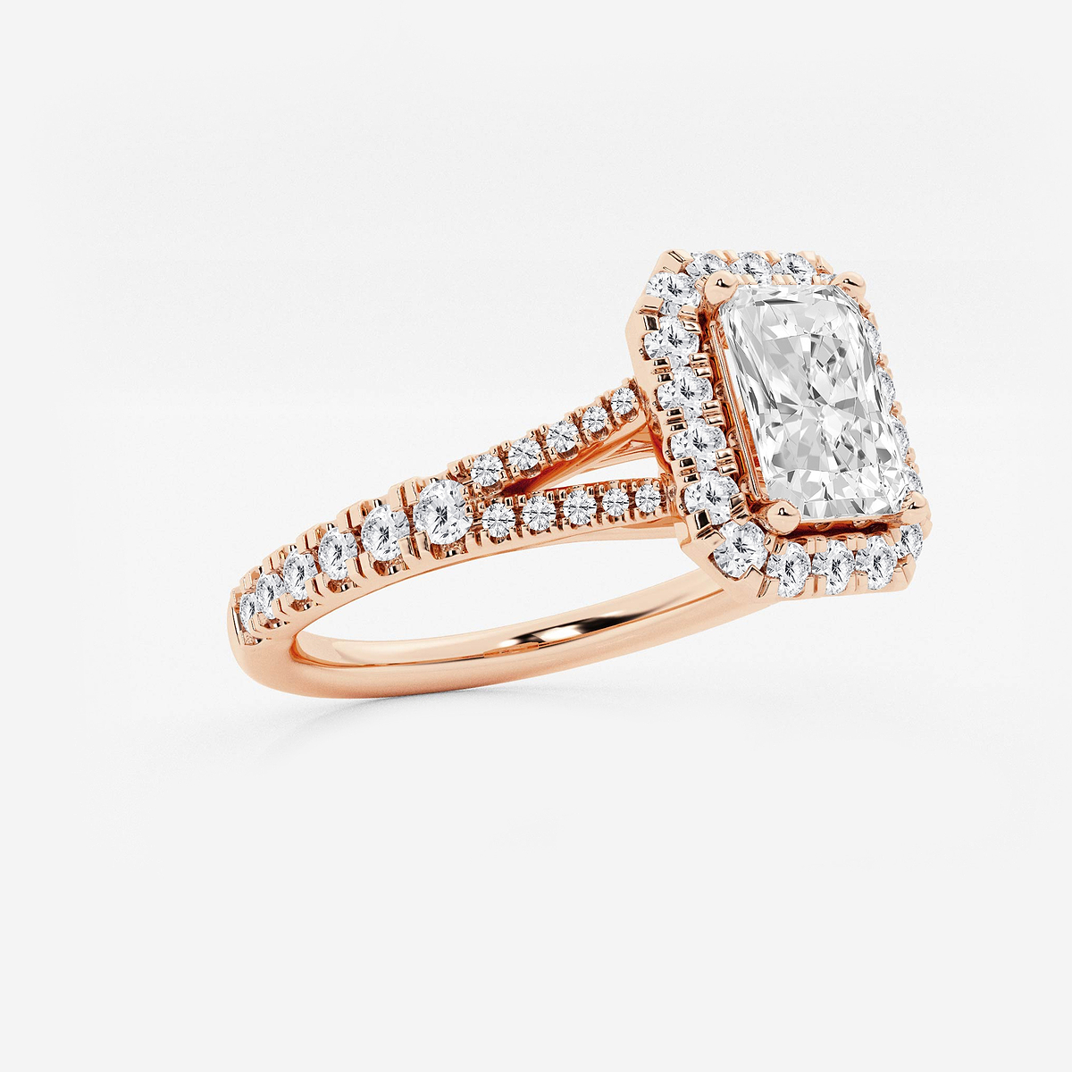 Additional Image 1 for  1 1/5 ctw Radiant Lab Grown Diamond Split Shank Halo Engagement Ring