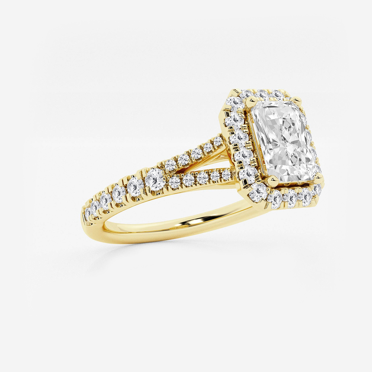 Additional Image 1 for  1 1/5 ctw Radiant Lab Grown Diamond Split Shank Halo Engagement Ring