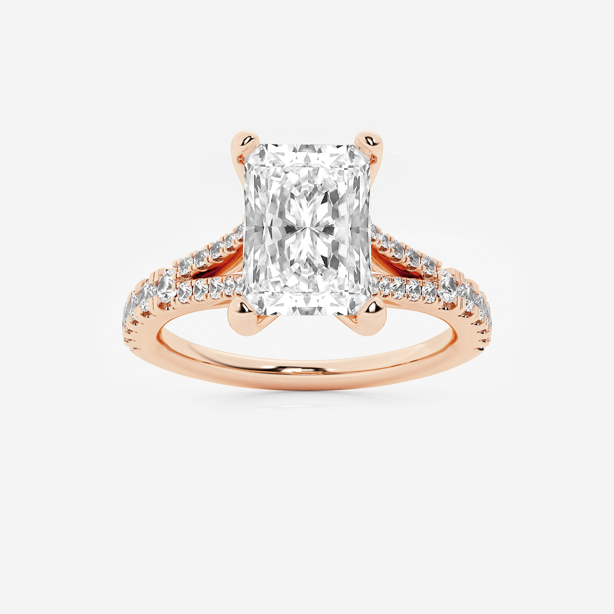 2 1/3 ctw Radiant Lab Grown Diamond Split Shank Engagement Ring