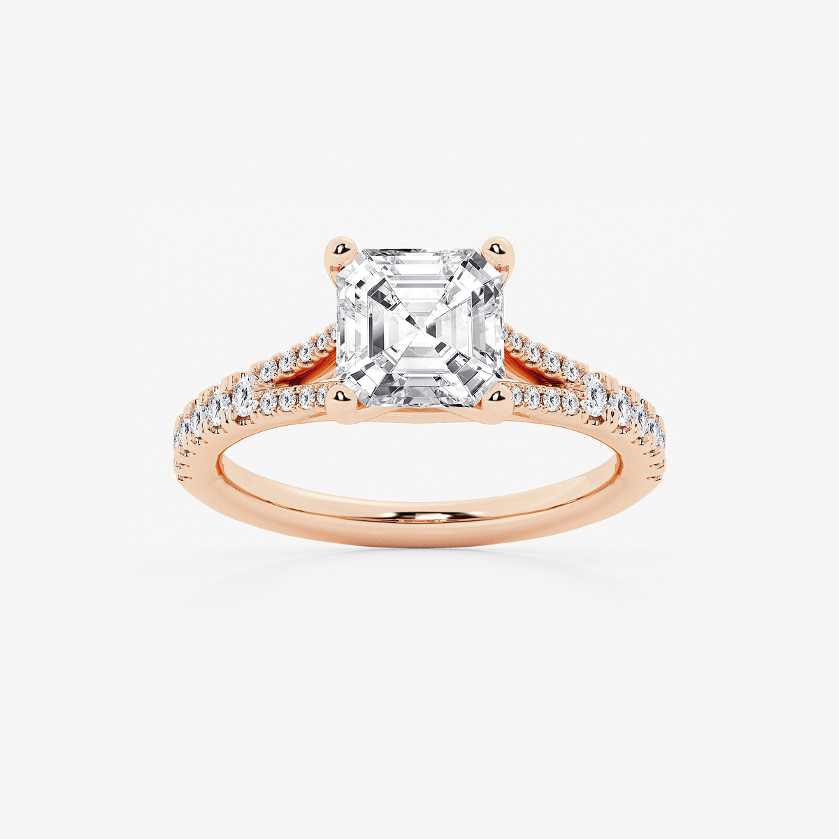 2 7/8 ctw Asscher Lab Grown Diamond Split Shank Engagement Ring