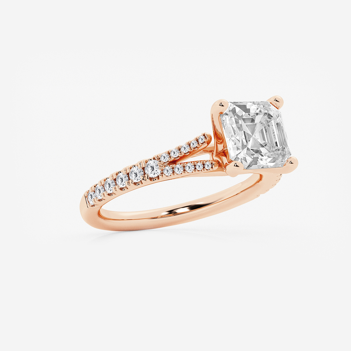Additional Image 1 for  2 7/8 ctw Asscher Lab Grown Diamond Split Shank Engagement Ring