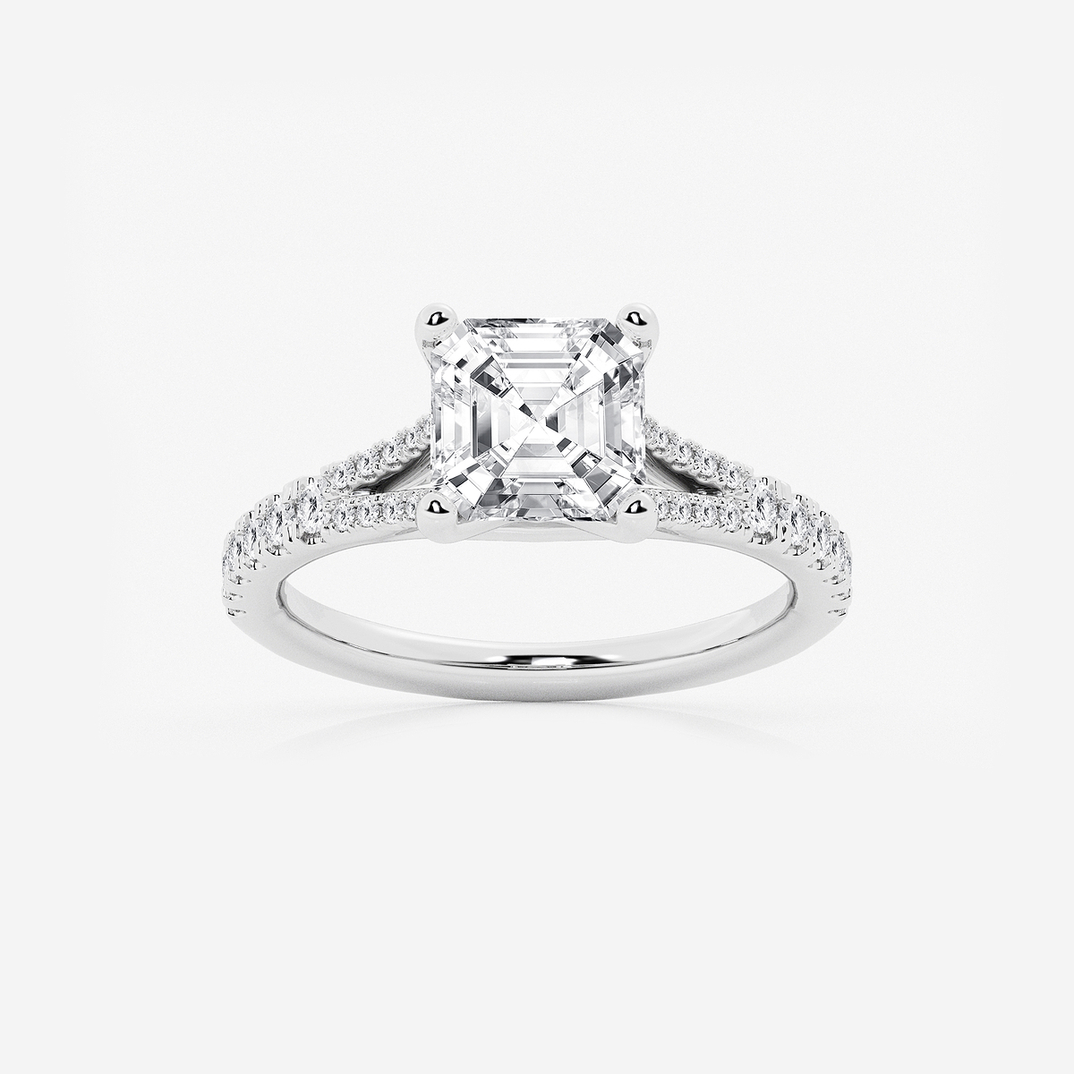 2 7/8 ctw Asscher Lab Grown Diamond Split Shank Engagement Ring