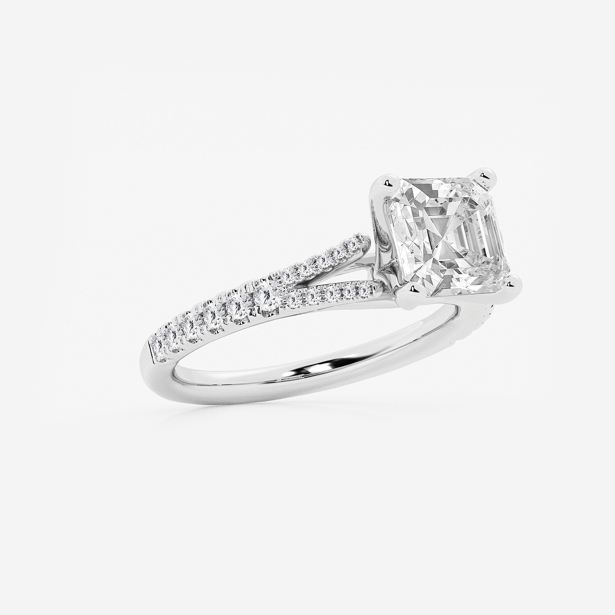 Additional Image 1 for  2 7/8 ctw Asscher Lab Grown Diamond Split Shank Engagement Ring