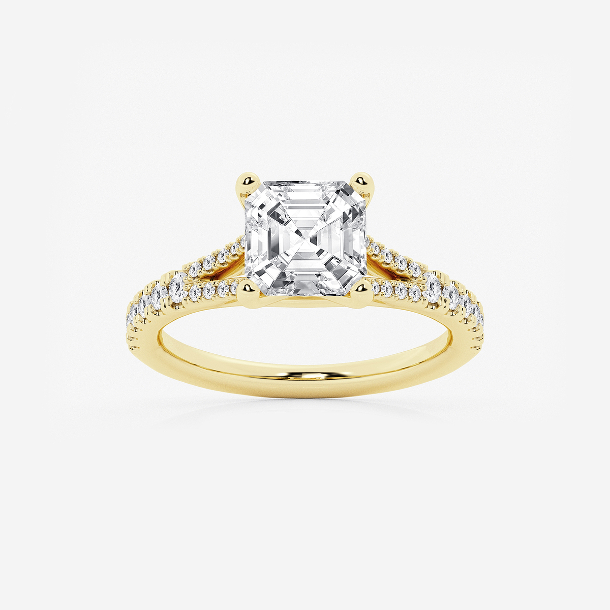 2 7/8 ctw Asscher Lab Grown Diamond Split Shank Engagement Ring