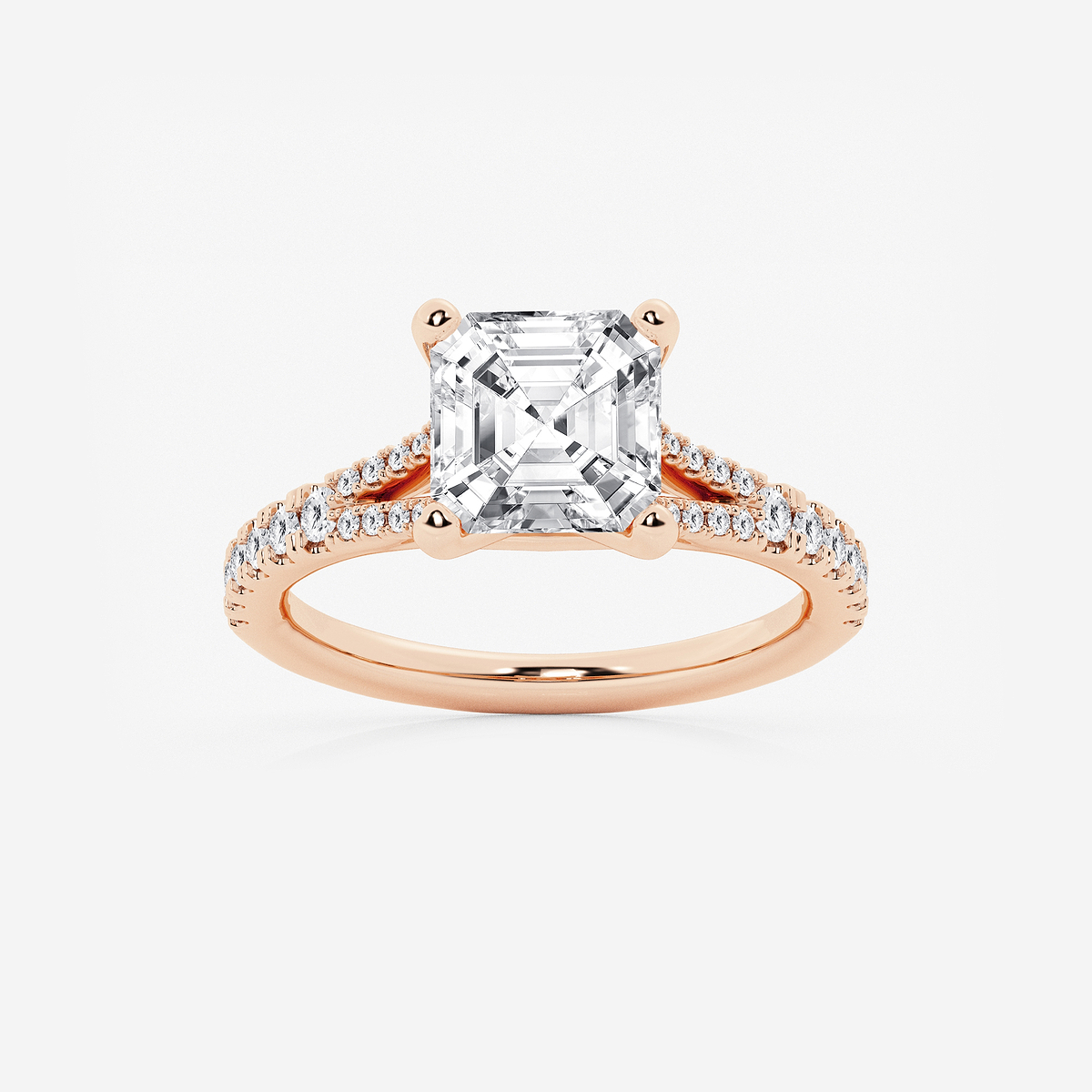 3 1/3 ctw Asscher Lab Grown Diamond Split Shank Engagement Ring
