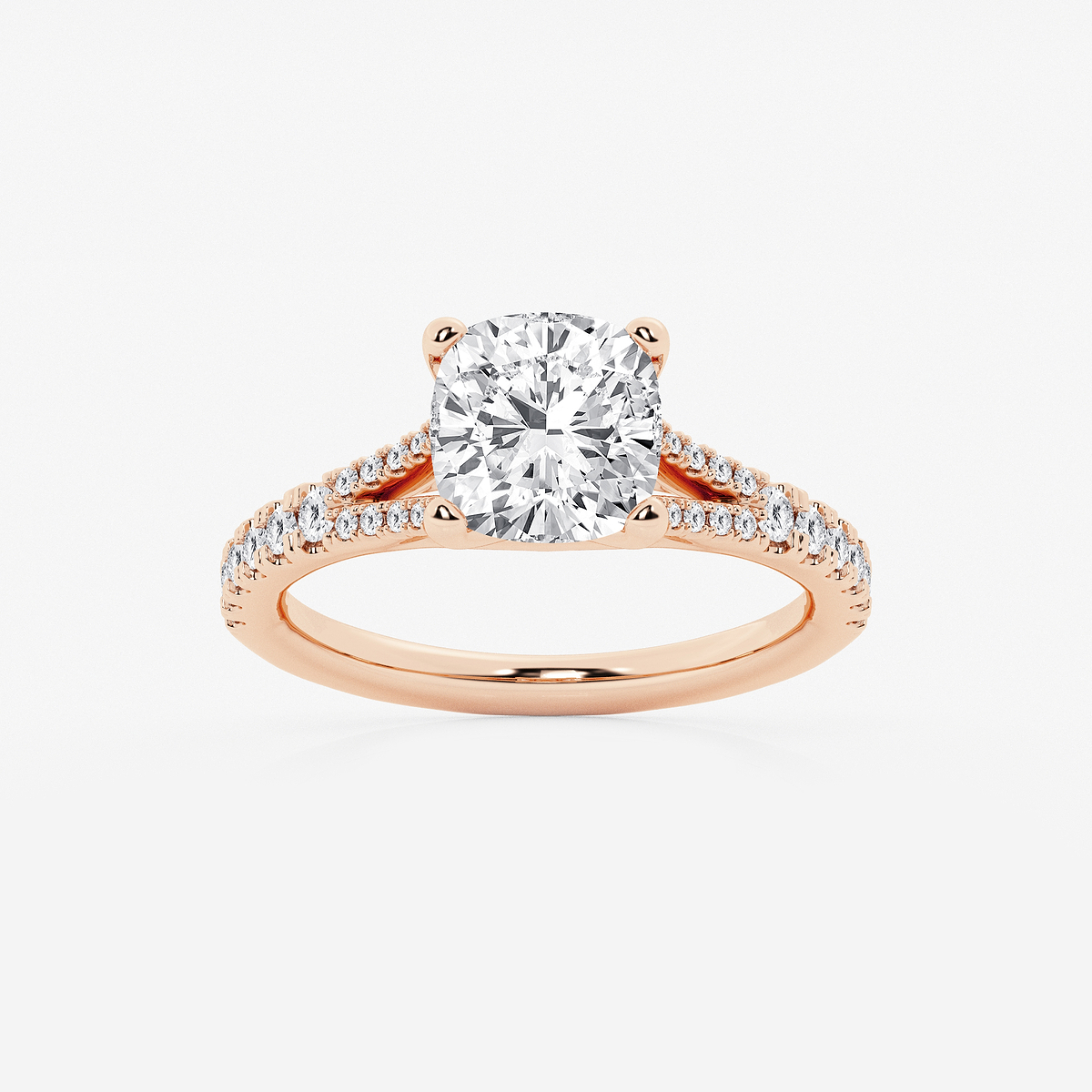 2 7/8 ctw Cushion Lab Grown Diamond Split Shank Engagement Ring