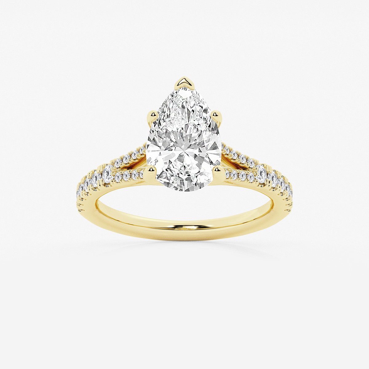 2 7/8 ctw Pear Lab Grown Diamond Split Shank Engagement Ring
