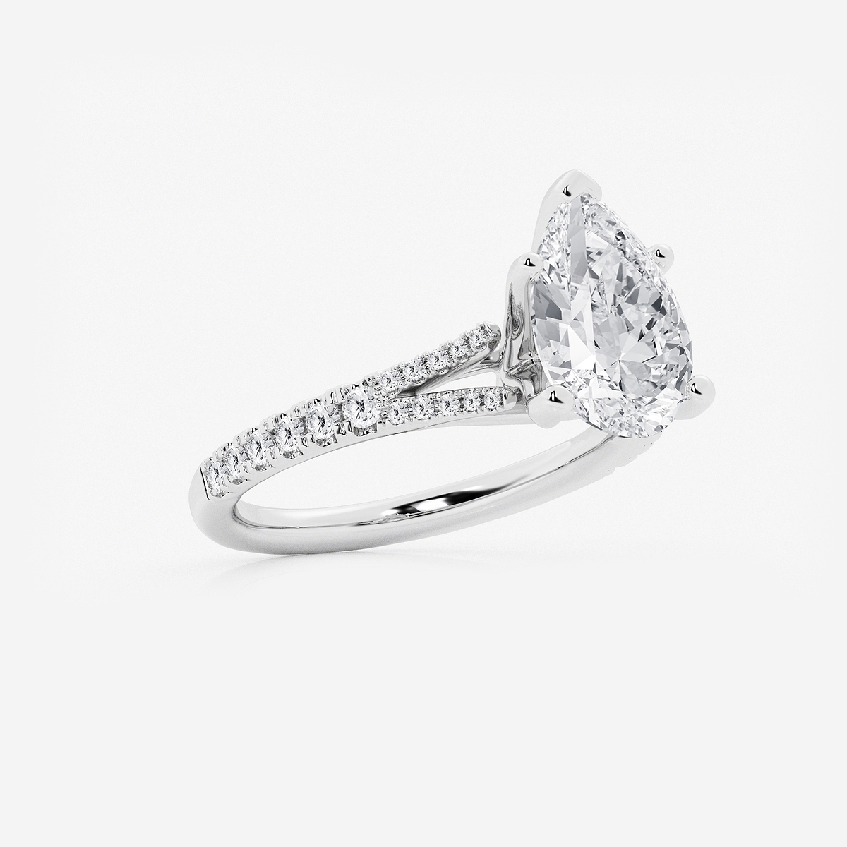Additional Image 1 for  3 1/3 ctw Pear Lab Grown Diamond Split Shank Engagement Ring