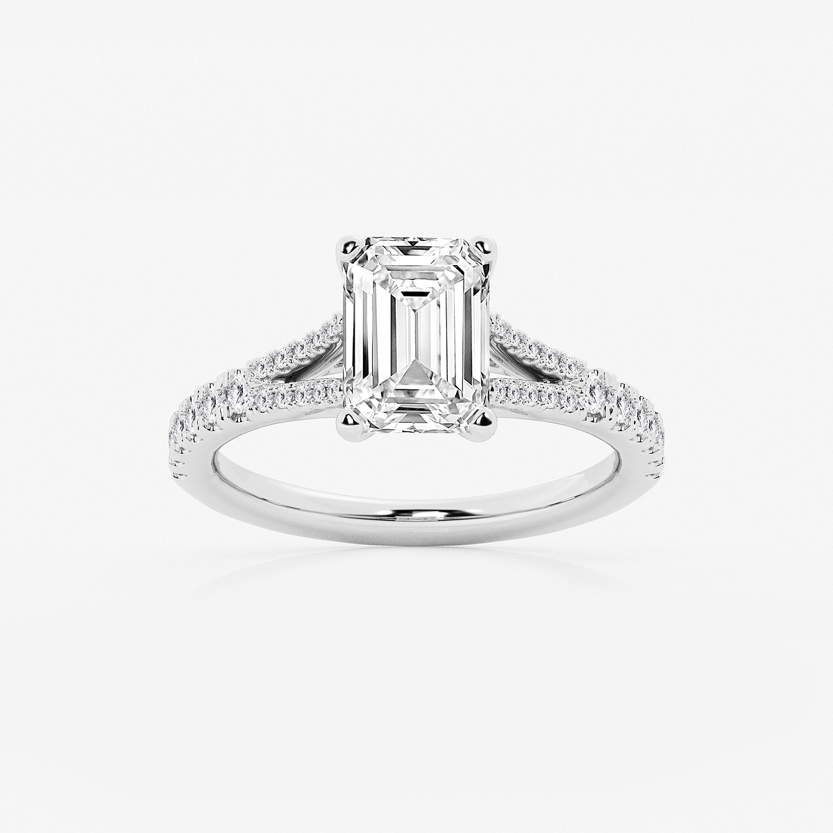 2 7/8 ctw Emerald Lab Grown Diamond Split Shank Engagement Ring