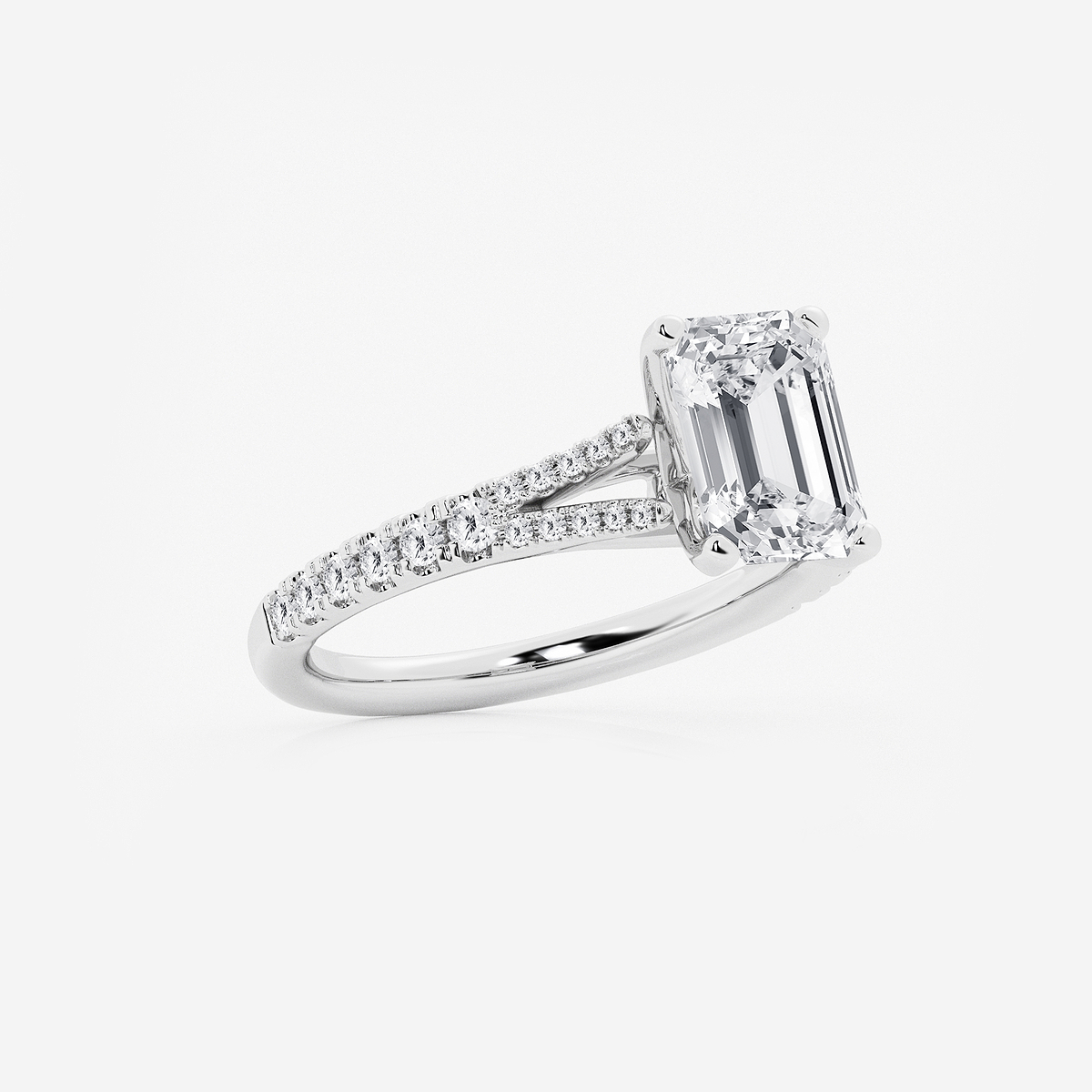 Additional Image 1 for  2 7/8 ctw Emerald Lab Grown Diamond Split Shank Engagement Ring