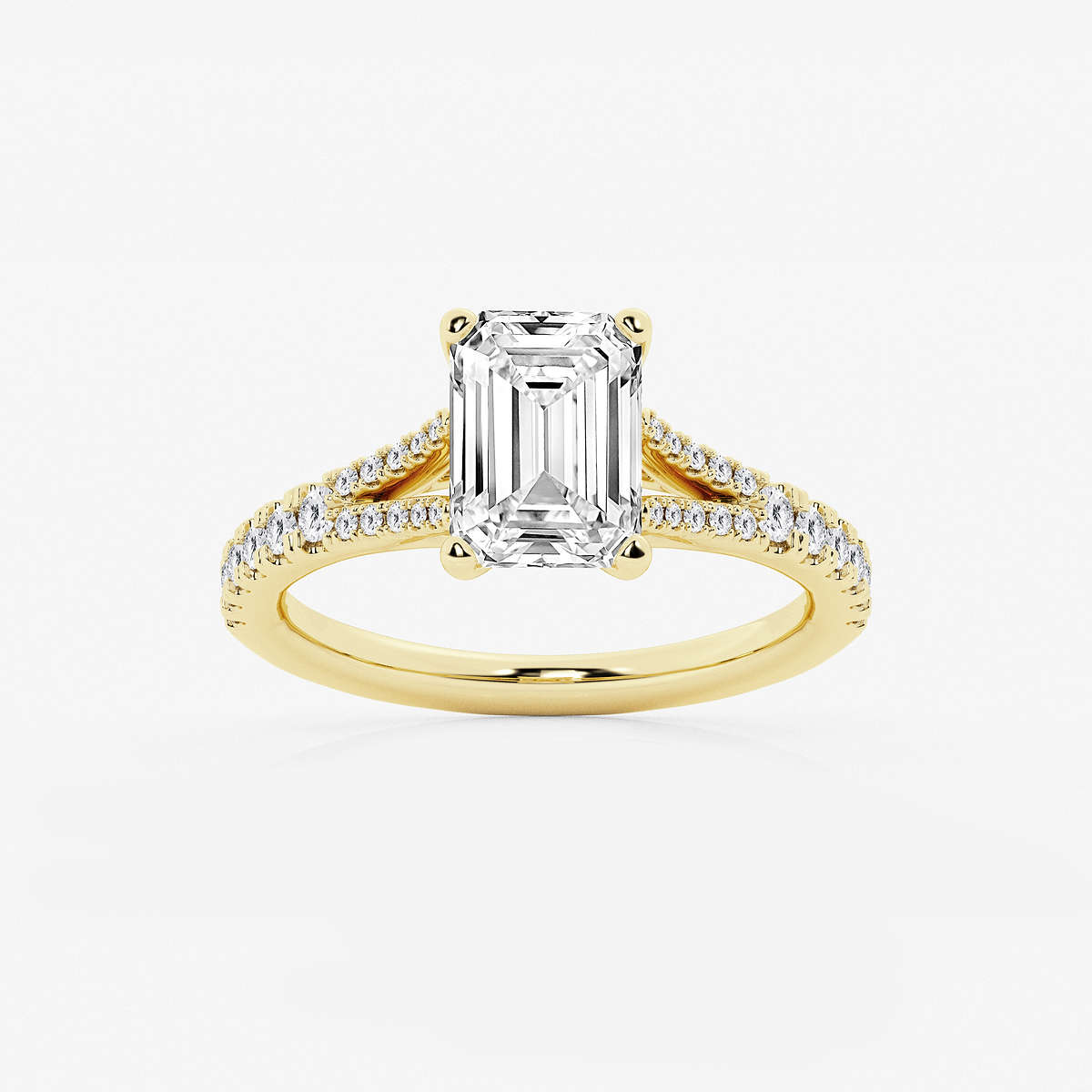 2 7/8 ctw Emerald Lab Grown Diamond Split Shank Engagement Ring