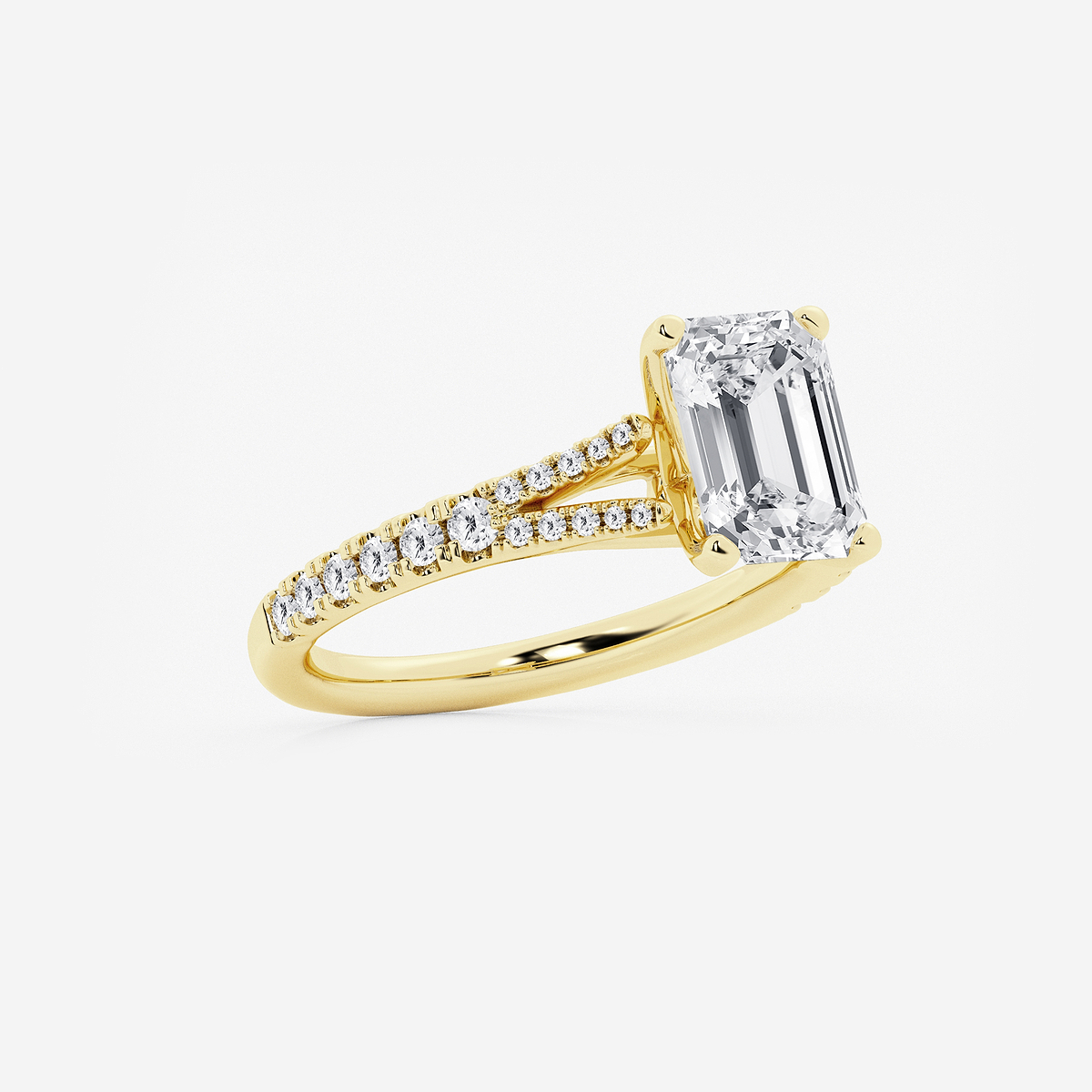 Additional Image 1 for  2 7/8 ctw Emerald Lab Grown Diamond Split Shank Engagement Ring