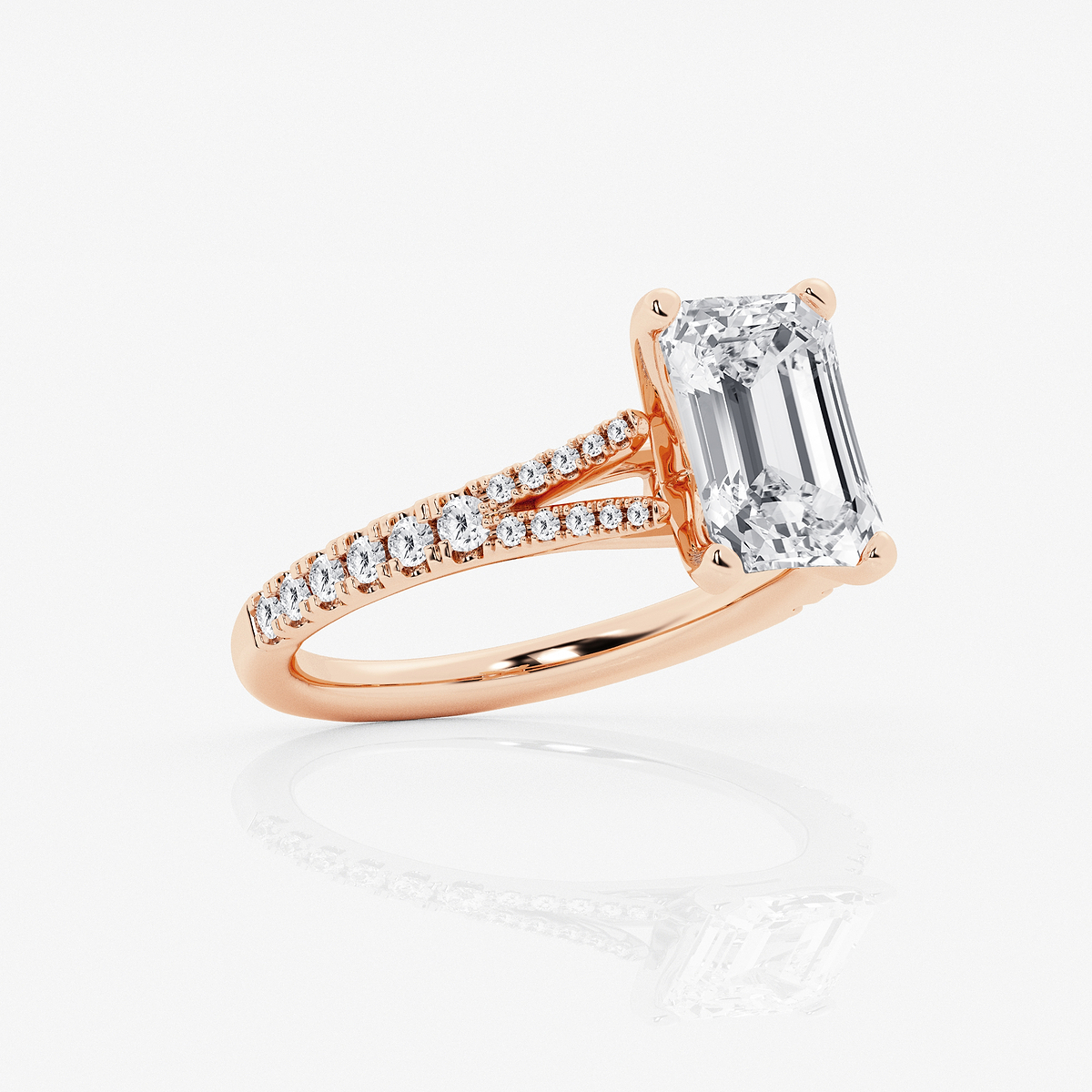 Additional Image 1 for  6 2/3 ctw Emerald Lab Grown Diamond Split Shank Engagement Ring