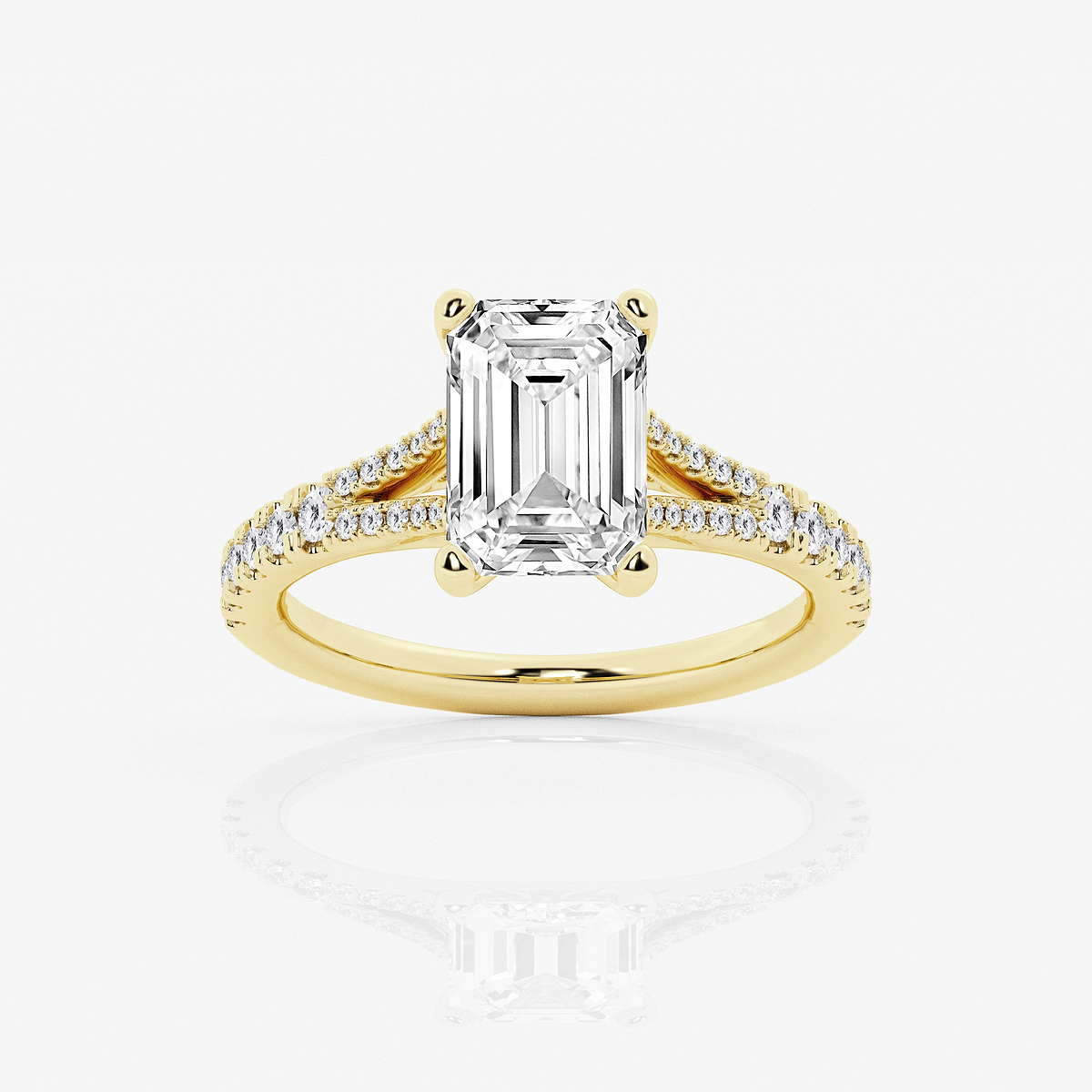 3 1/3 ctw Emerald Lab Grown Diamond Split Shank Engagement Ring