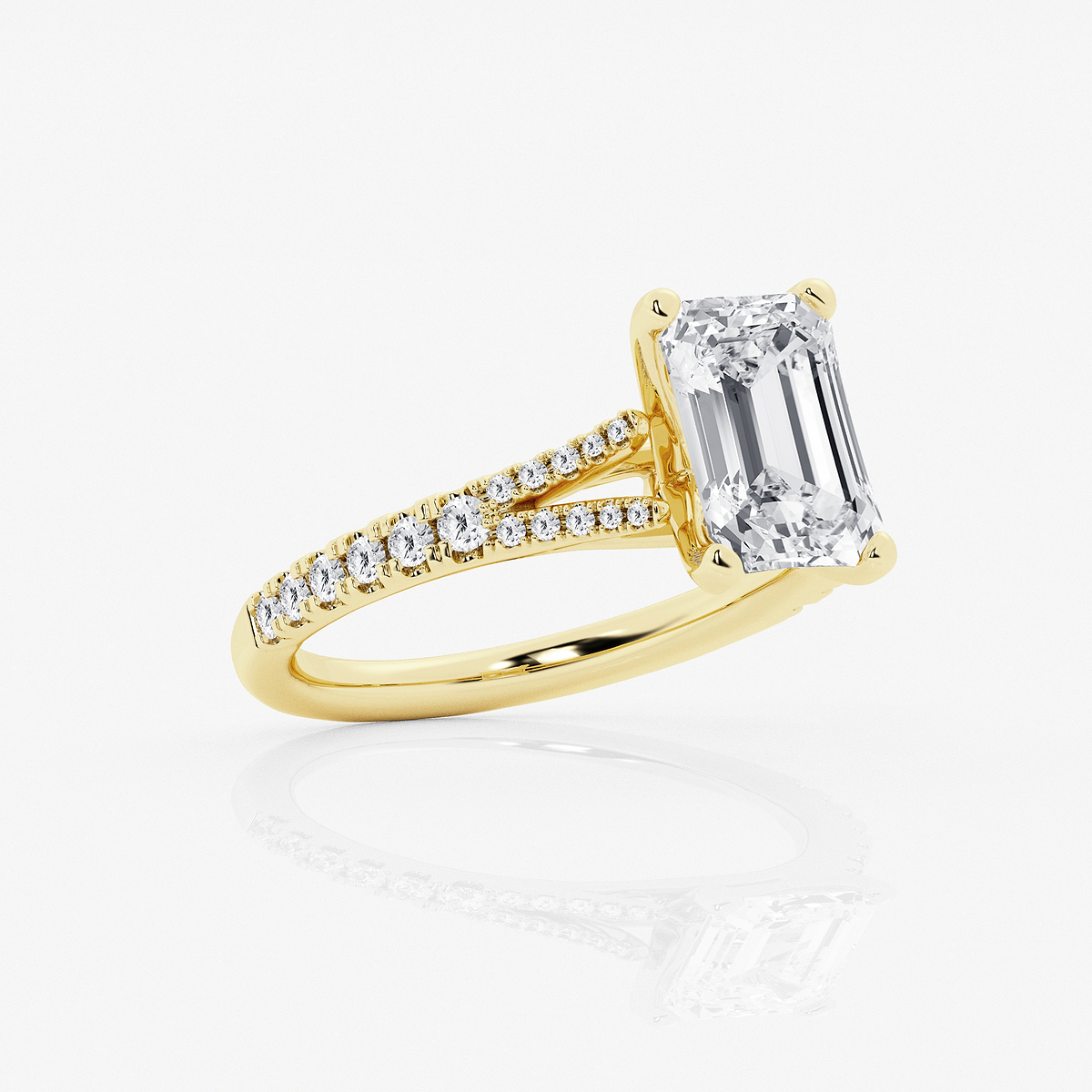 Additional Image 1 for  3 1/3 ctw Emerald Lab Grown Diamond Split Shank Engagement Ring