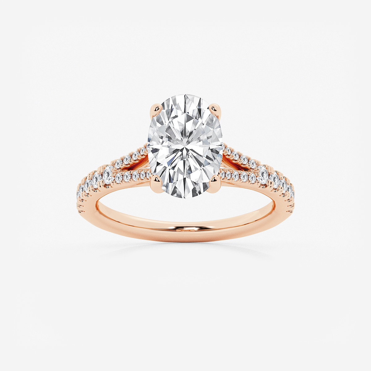 2 7/8 ctw Oval Lab Grown Diamond Split Shank Engagement Ring