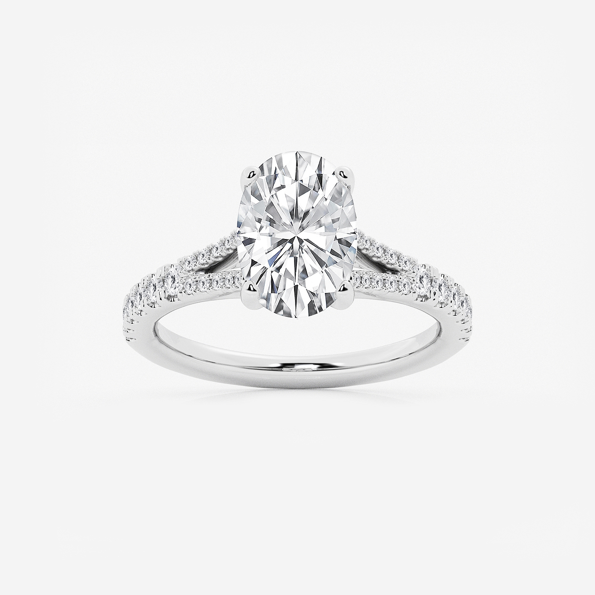 2 7/8 ctw Oval Lab Grown Diamond Split Shank Engagement Ring