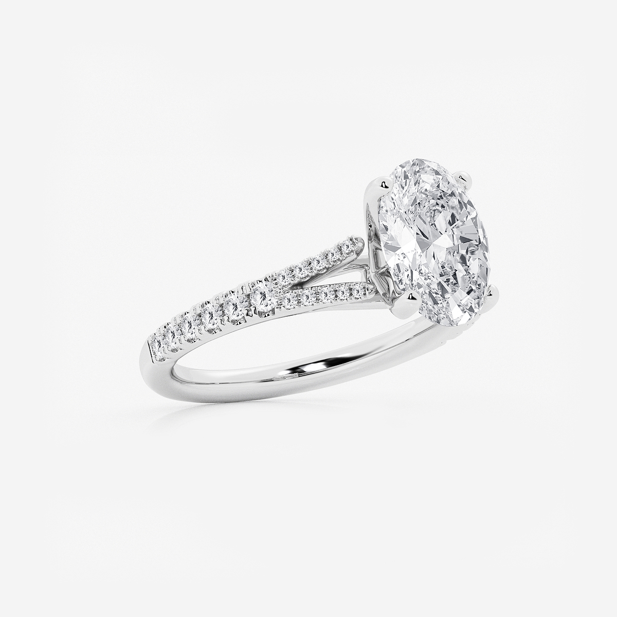 Additional Image 1 for  2 7/8 ctw Oval Lab Grown Diamond Split Shank Engagement Ring