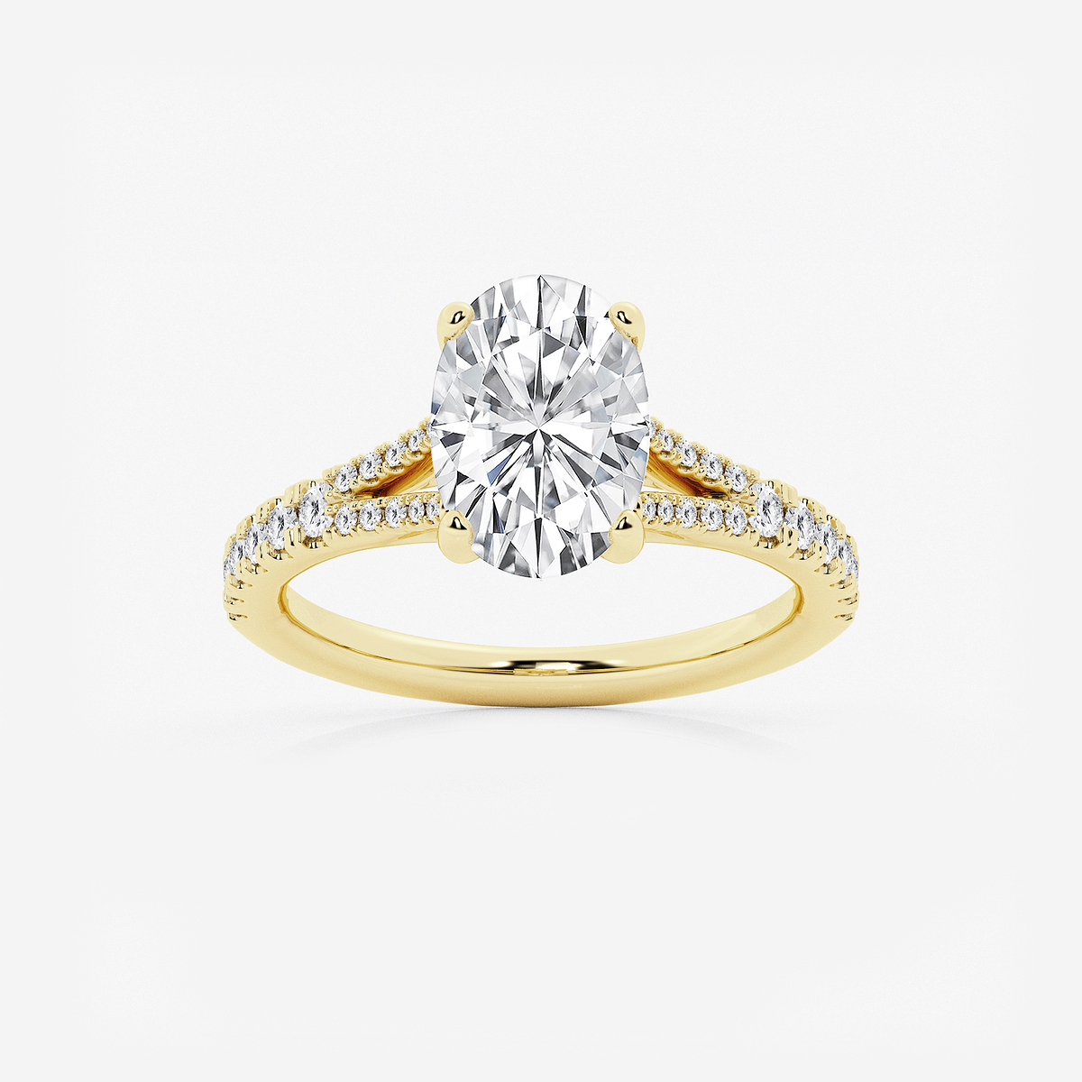 2 7/8 ctw Oval Lab Grown Diamond Split Shank Engagement Ring