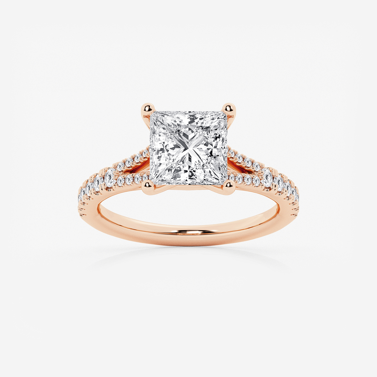 2 7/8 ctw Princess Lab Grown Diamond Split Shank Engagement Ring