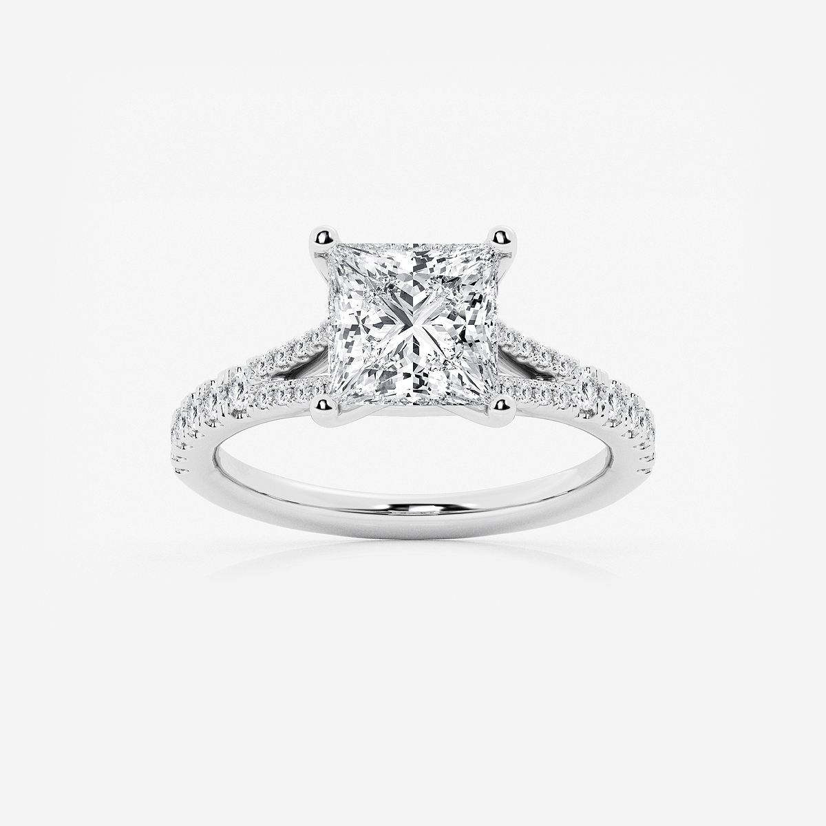 2 7/8 ctw Princess Lab Grown Diamond Split Shank Engagement Ring