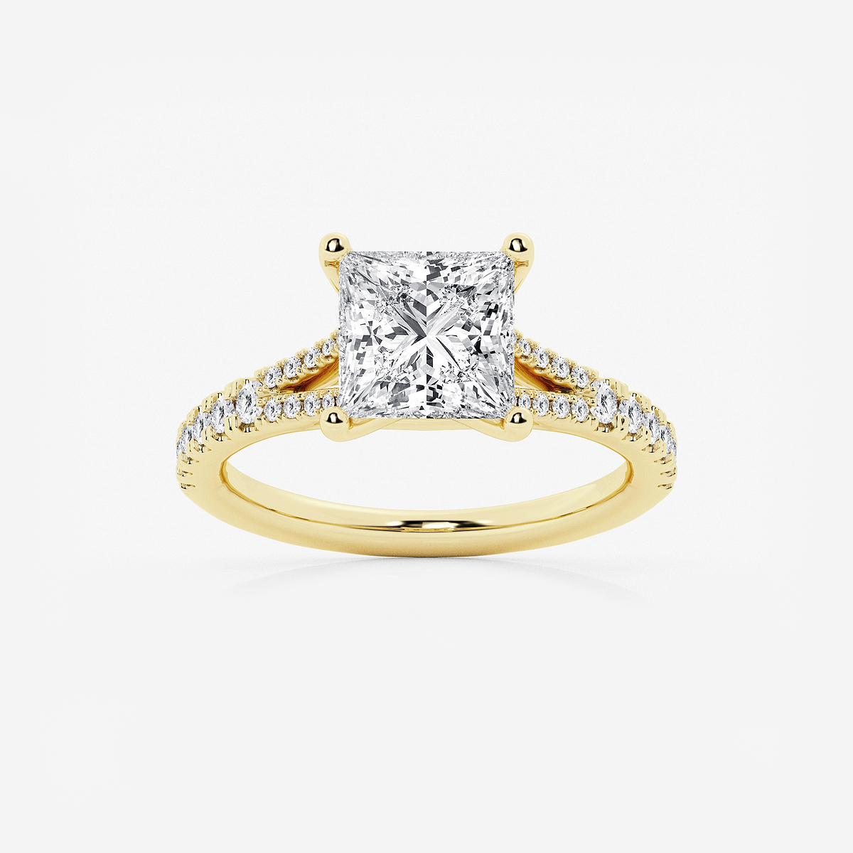 2 7/8 ctw Princess Lab Grown Diamond Split Shank Engagement Ring