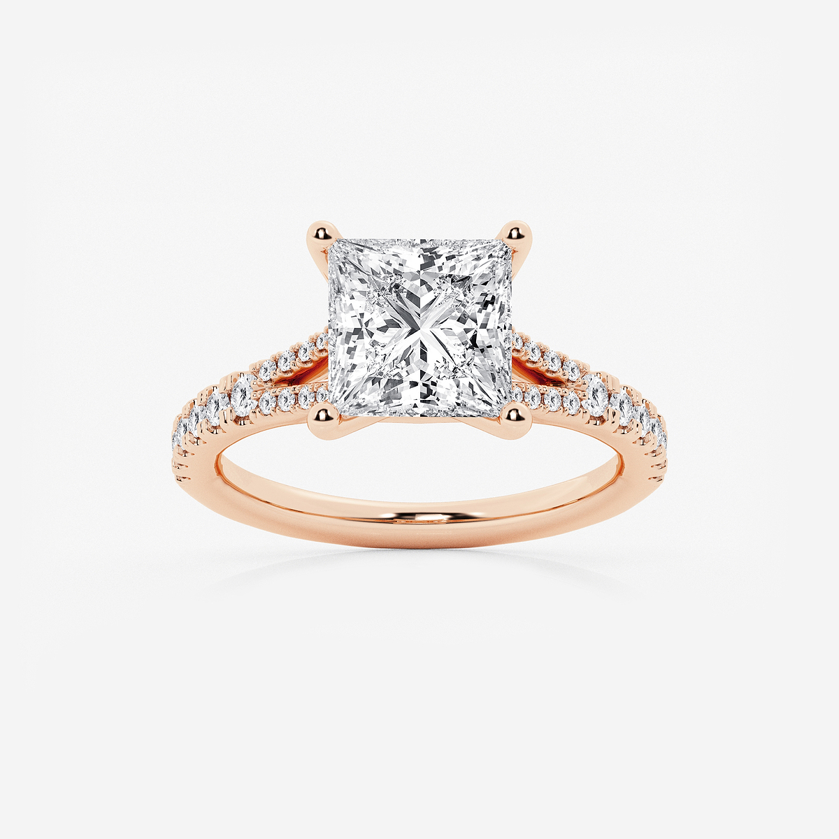 3 1/3 ctw Princess Lab Grown Diamond Split Shank Engagement Ring