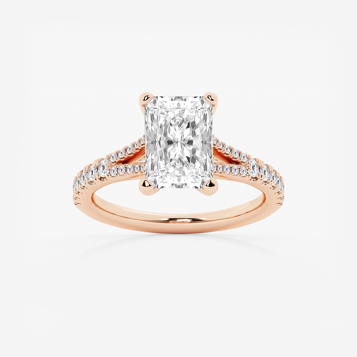 2 7/8 ctw Radiant Lab Grown Diamond Split Shank Engagement Ring