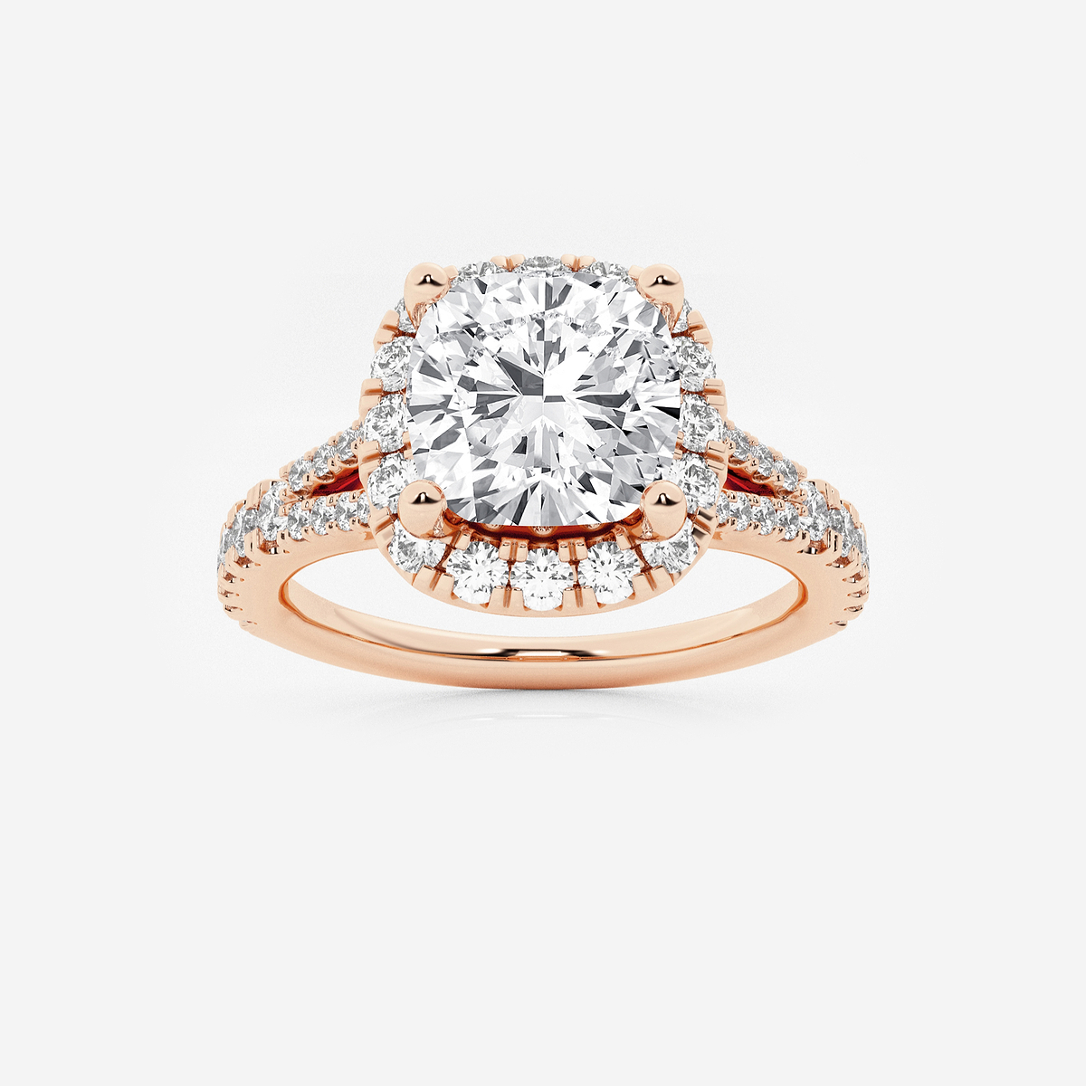 2 5/8 ctw Cushion Lab Grown Diamond Split Shank Halo Engagement Ring