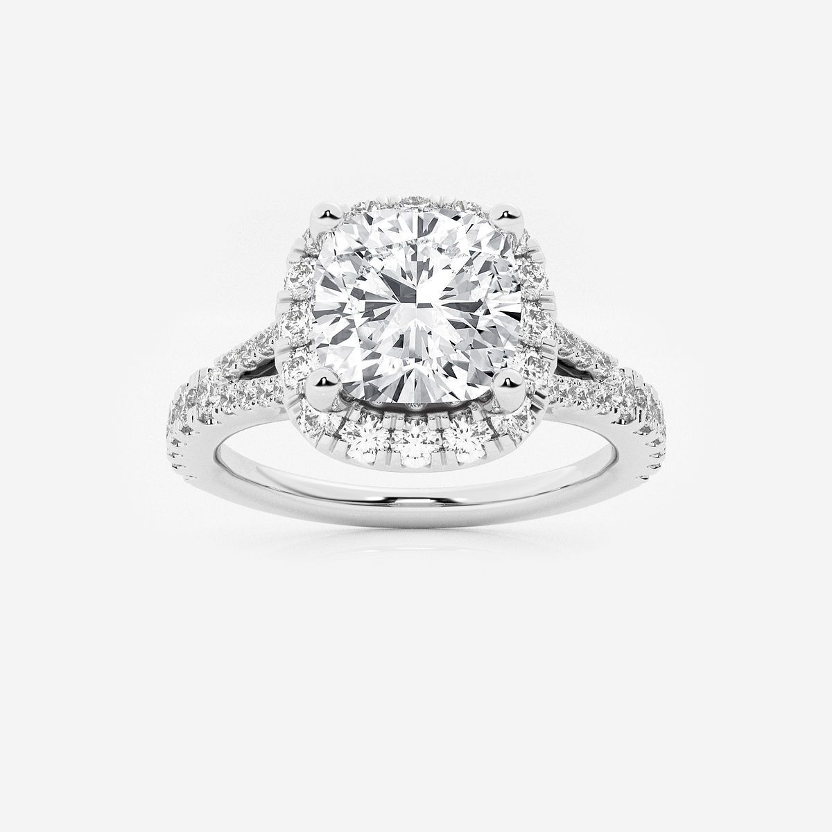 2 5/8 ctw Cushion Lab Grown Diamond Split Shank Halo Engagement Ring