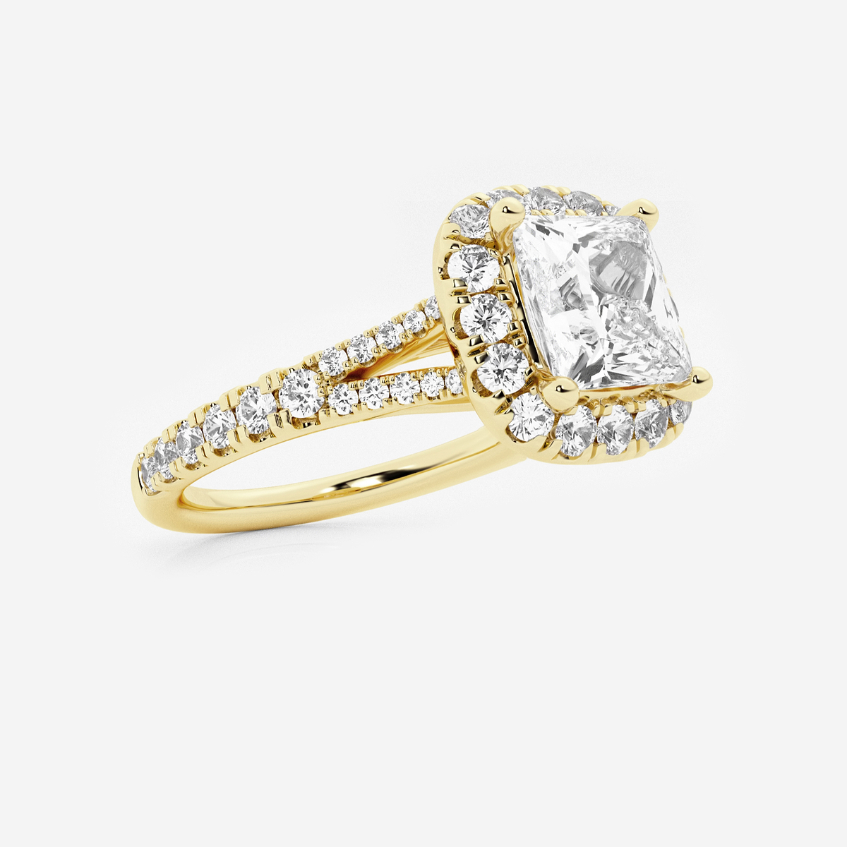 Additional Image 1 for  2 5/8 ctw Cushion Lab Grown Diamond Split Shank Halo Engagement Ring