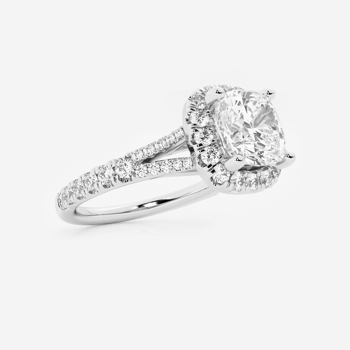 Additional Image 1 for  2 5/8 ctw Cushion Lab Grown Diamond Split Shank Halo Engagement Ring