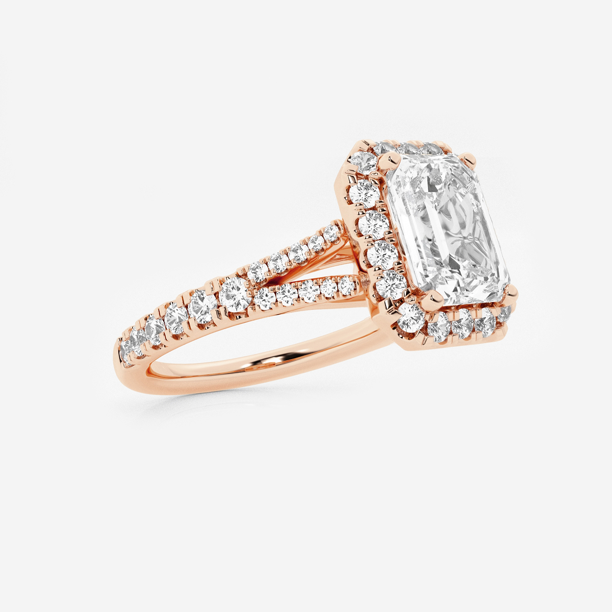 Additional Image 1 for  2 5/8 ctw Emerald Lab Grown Diamond Split Shank Halo Engagement Ring