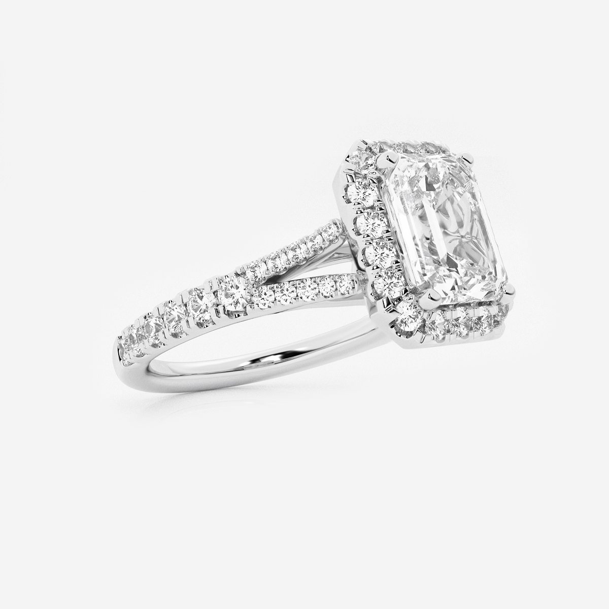 Additional Image 1 for  2 5/8 ctw Emerald Lab Grown Diamond Split Shank Halo Engagement Ring