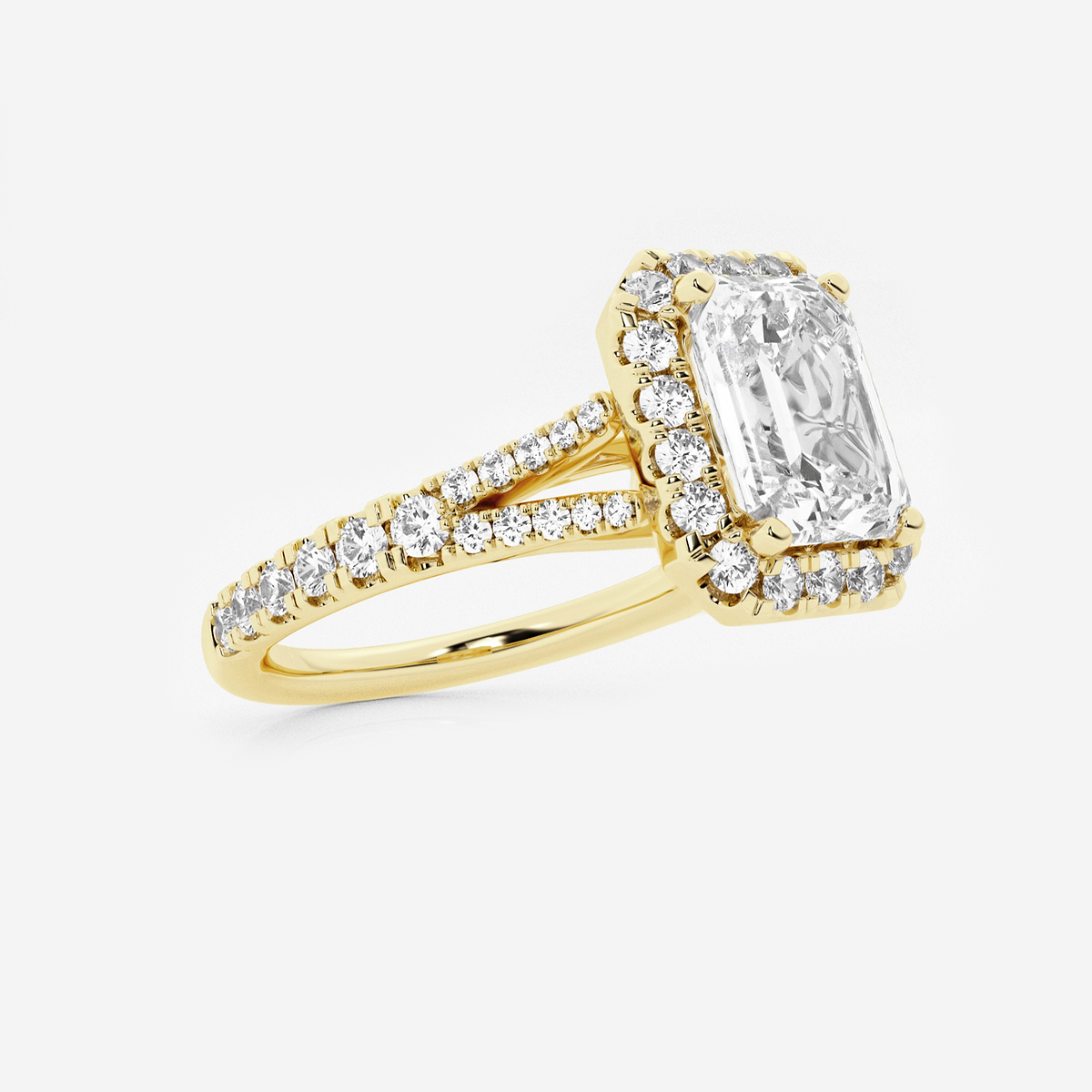 Additional Image 1 for  2 5/8 ctw Emerald Lab Grown Diamond Split Shank Halo Engagement Ring