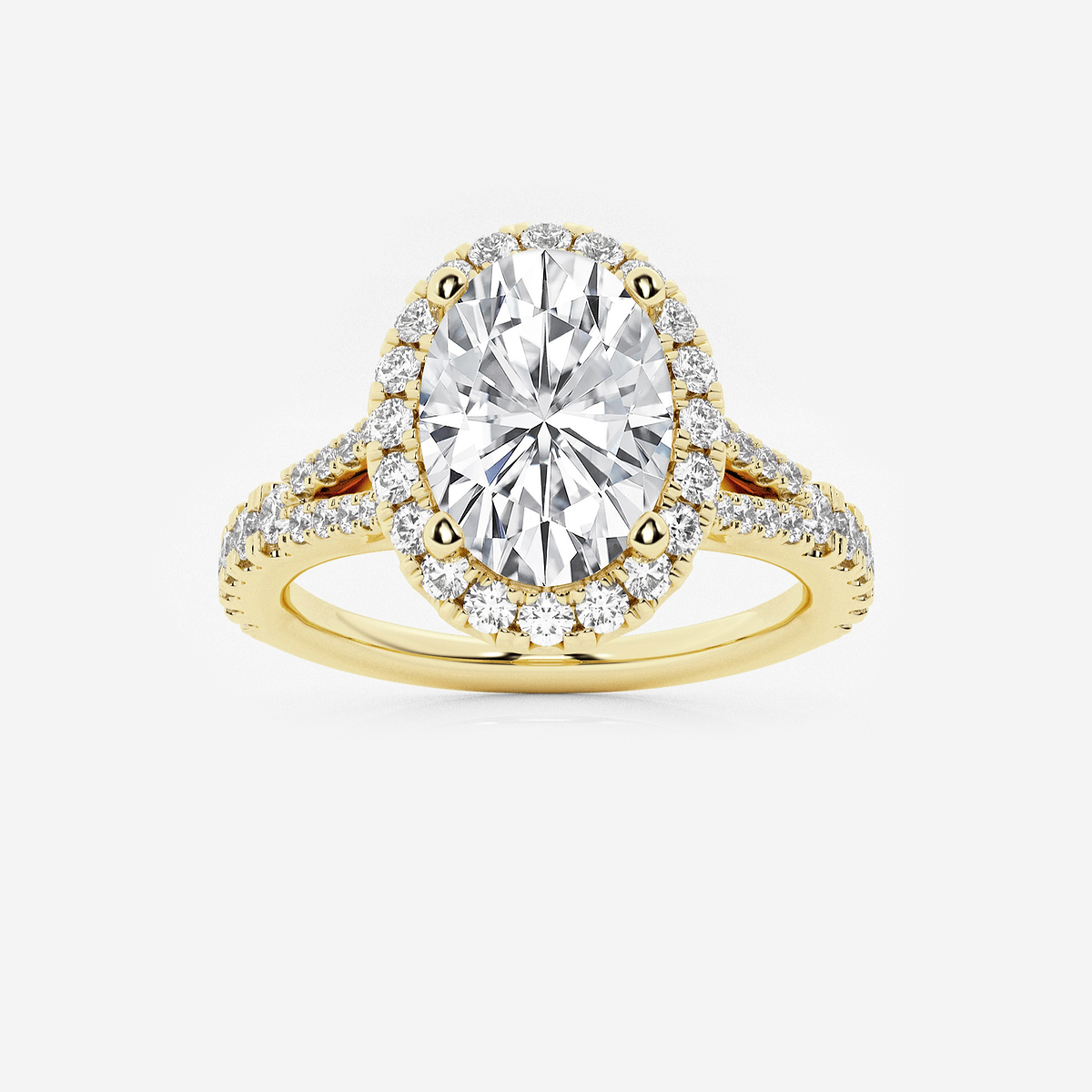 2 5/8 ctw Oval Lab Grown Diamond Split Shank Halo Engagement Ring