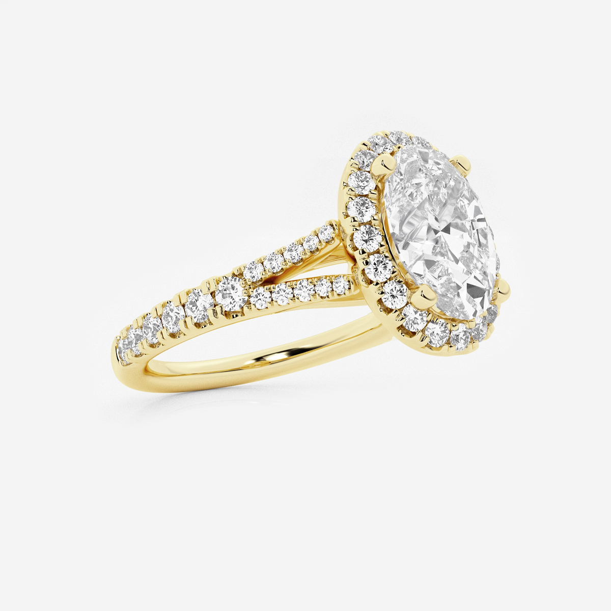 Additional Image 1 for  2 5/8 ctw Oval Lab Grown Diamond Split Shank Halo Engagement Ring