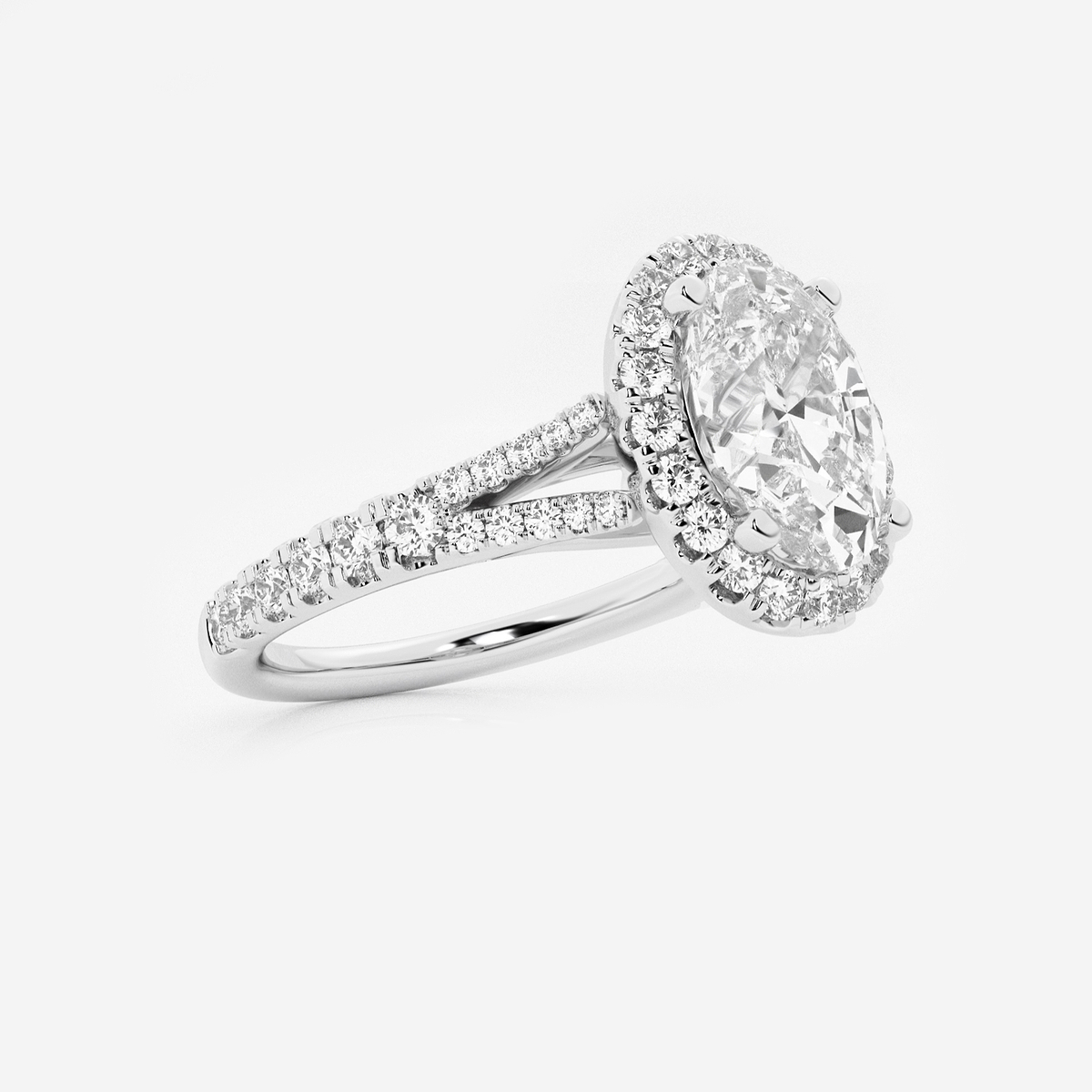 Additional Image 1 for  2 5/8 ctw Oval Lab Grown Diamond Split Shank Halo Engagement Ring