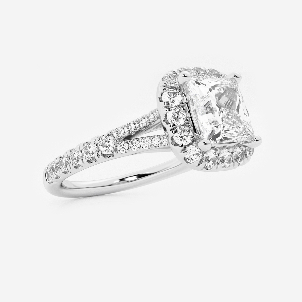 Additional Image 1 for  2 5/8 ctw Princess Lab Grown Diamond Split Shank Halo Engagement Ring