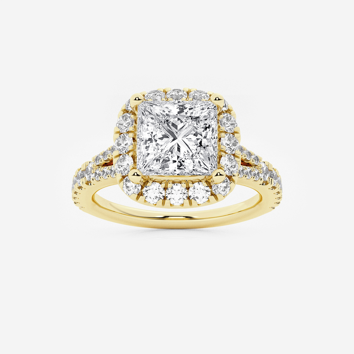 2 5/8 ctw Princess Lab Grown Diamond Split Shank Halo Engagement Ring