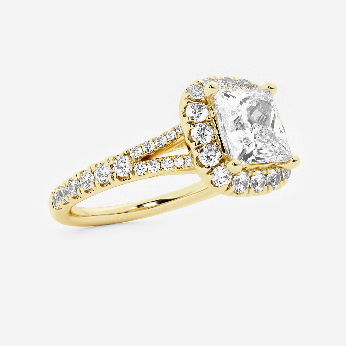 Additional Image 1 for  2 5/8 ctw Princess Lab Grown Diamond Split Shank Halo Engagement Ring
