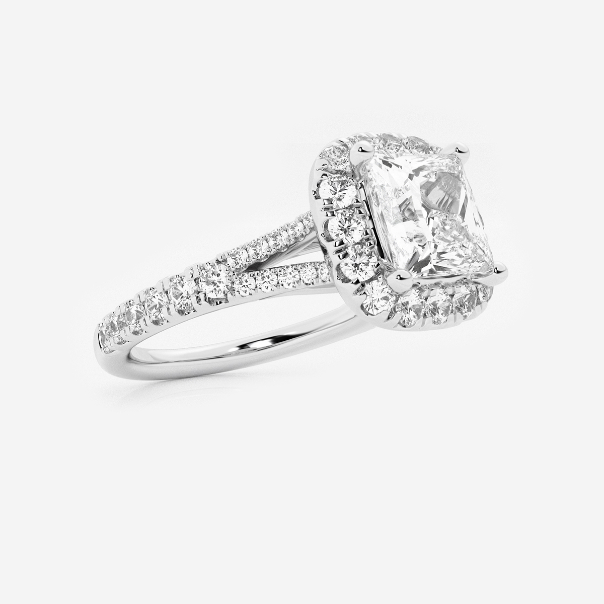 Additional Image 1 for  2 5/8 ctw Princess Lab Grown Diamond Split Shank Halo Engagement Ring