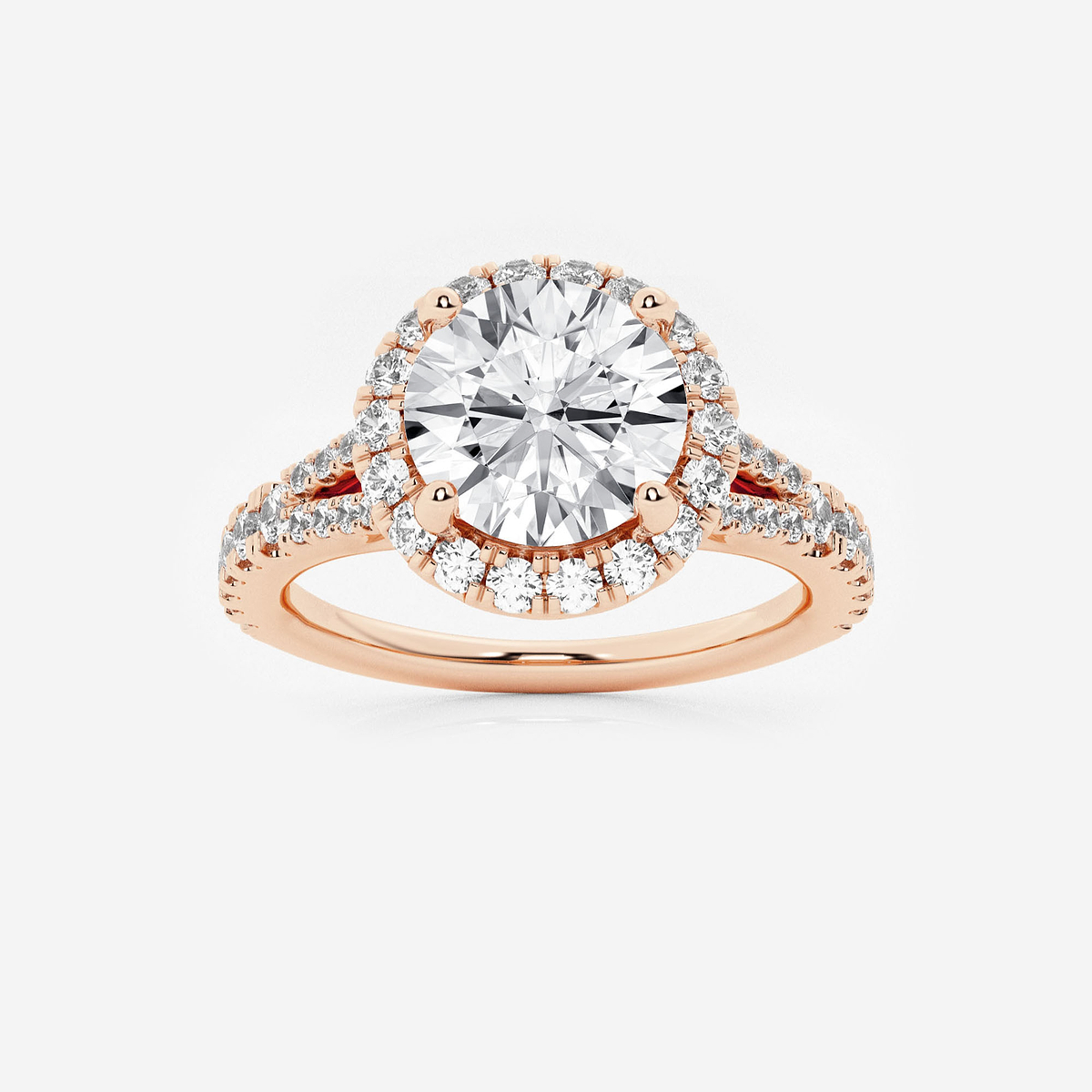 2 5/8 ctw Round Lab Grown Diamond Split Shank Halo Engagement Ring