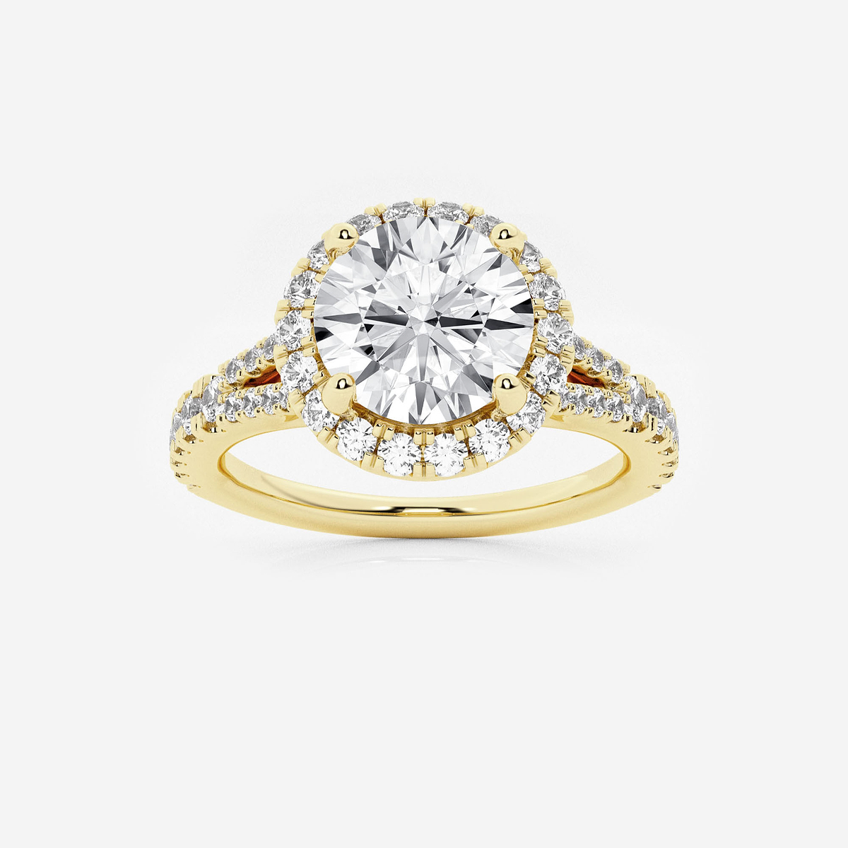 2 5/8 ctw Round Lab Grown Diamond Split Shank Halo Engagement Ring