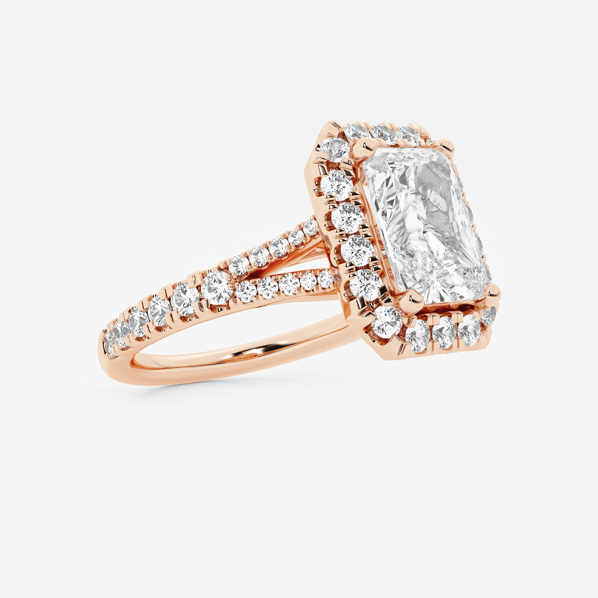 Additional Image 1 for  2 5/8 ctw Radiant Lab Grown Diamond Split Shank Halo Engagement Ring