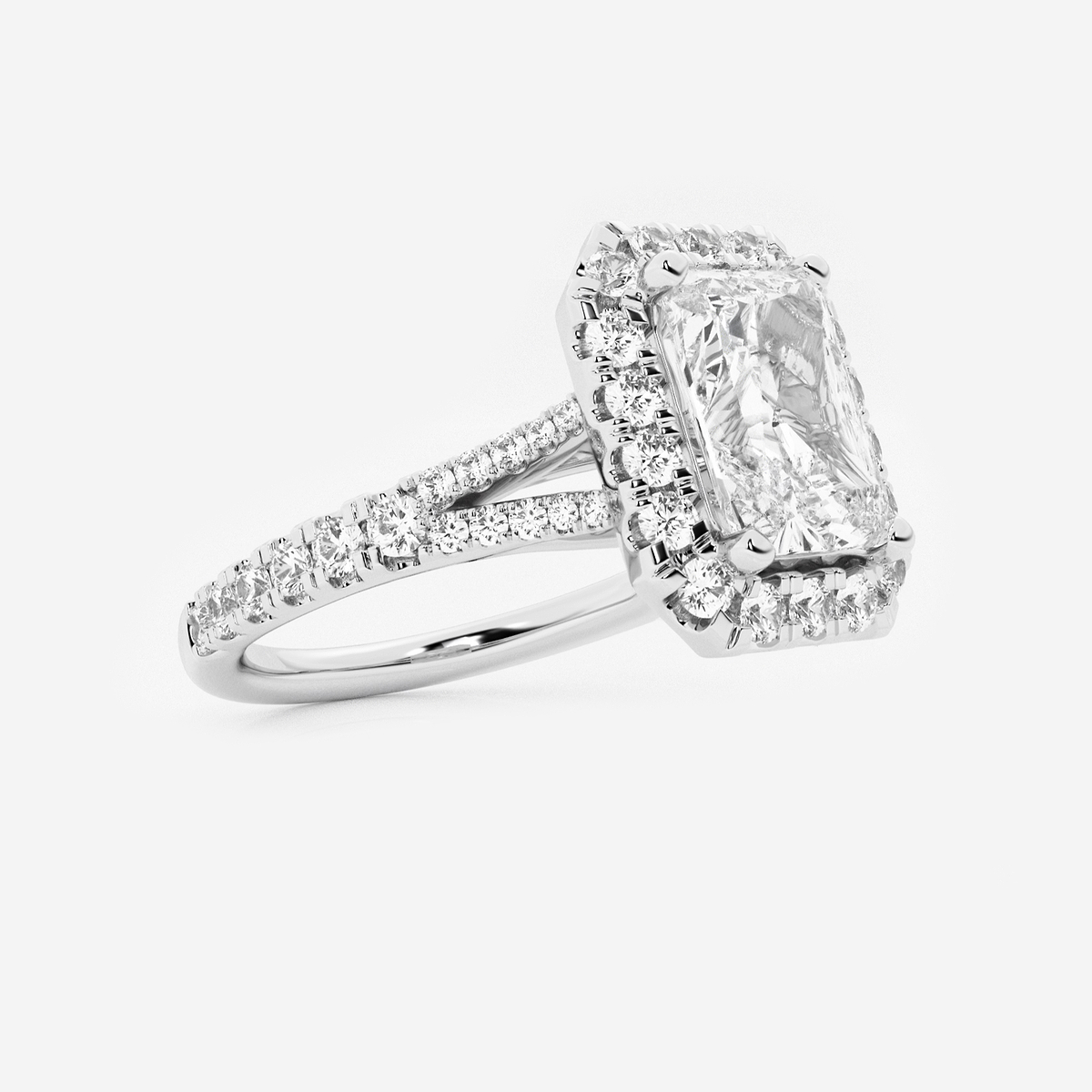 Additional Image 1 for  2 5/8 ctw Radiant Lab Grown Diamond Split Shank Halo Engagement Ring