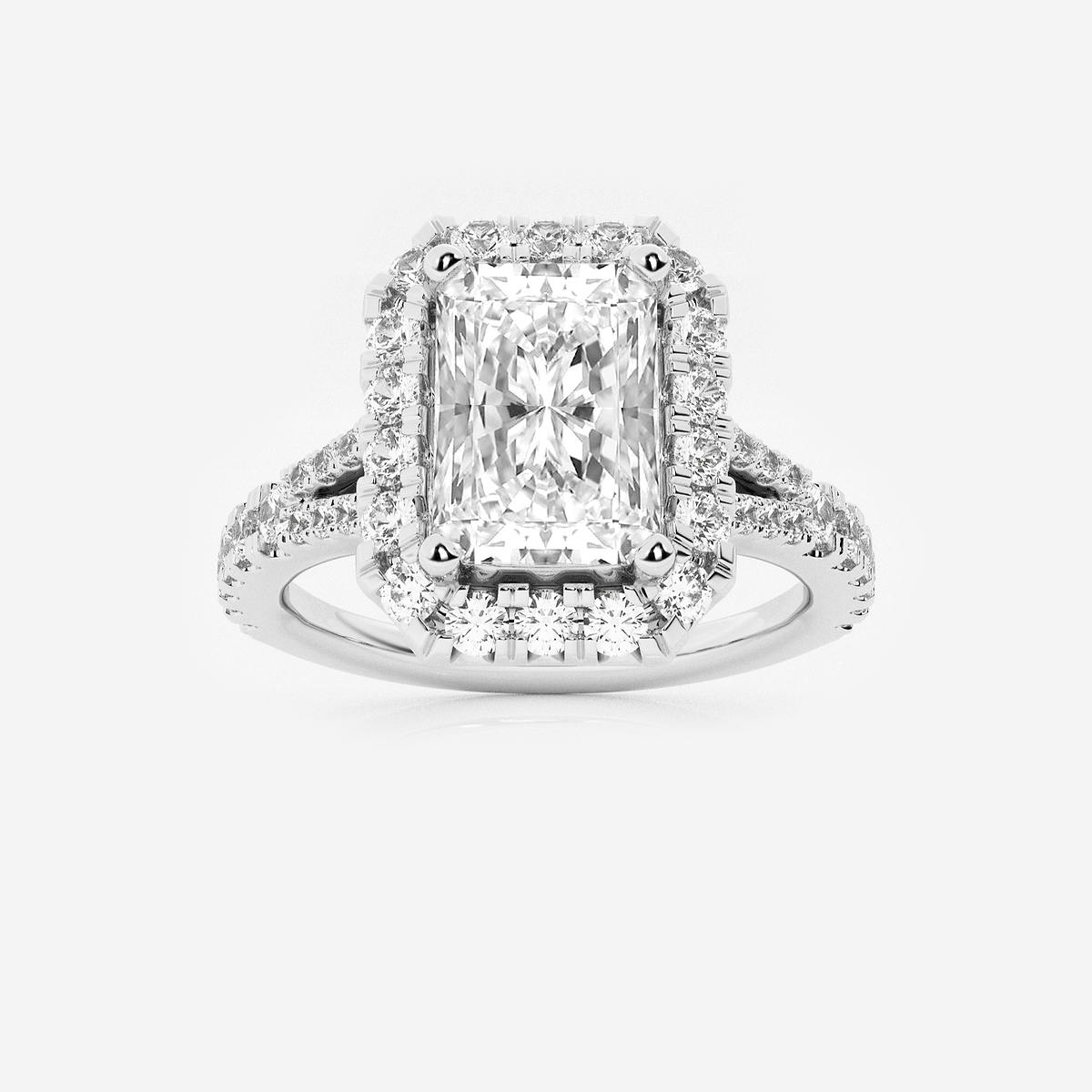 2 5/8 ctw Radiant Lab Grown Diamond Split Shank Halo Engagement Ring