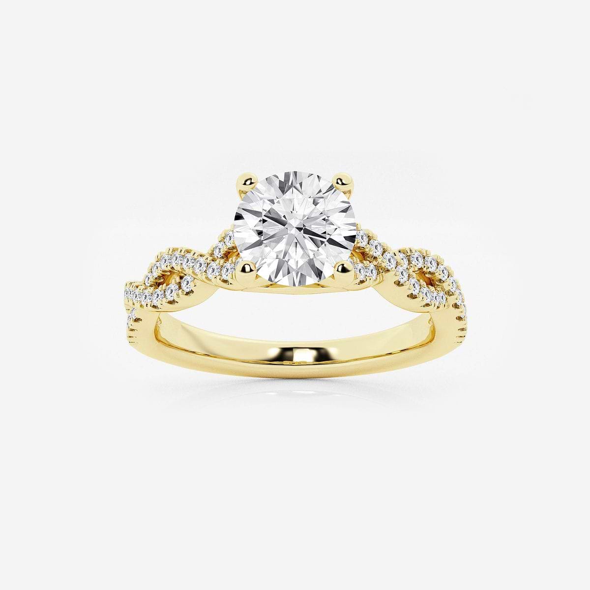1 ctw Round Lab Grown Diamond Double Twist Engagement Ring 14K Yellow Gold, FG, VS2+